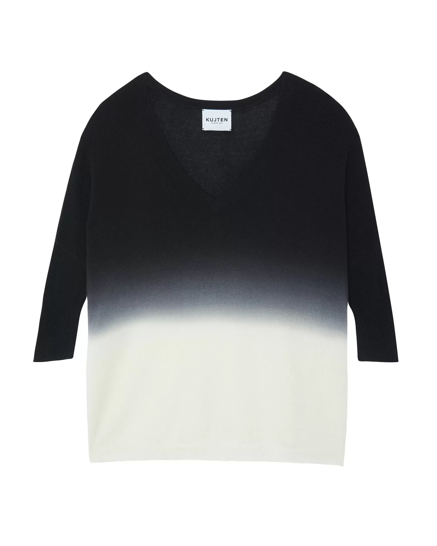 Kujten Sweaters & Sweatshirts>3/4 Sleeves Dip Dye Cashmere Sweater, 2-Threads Noir