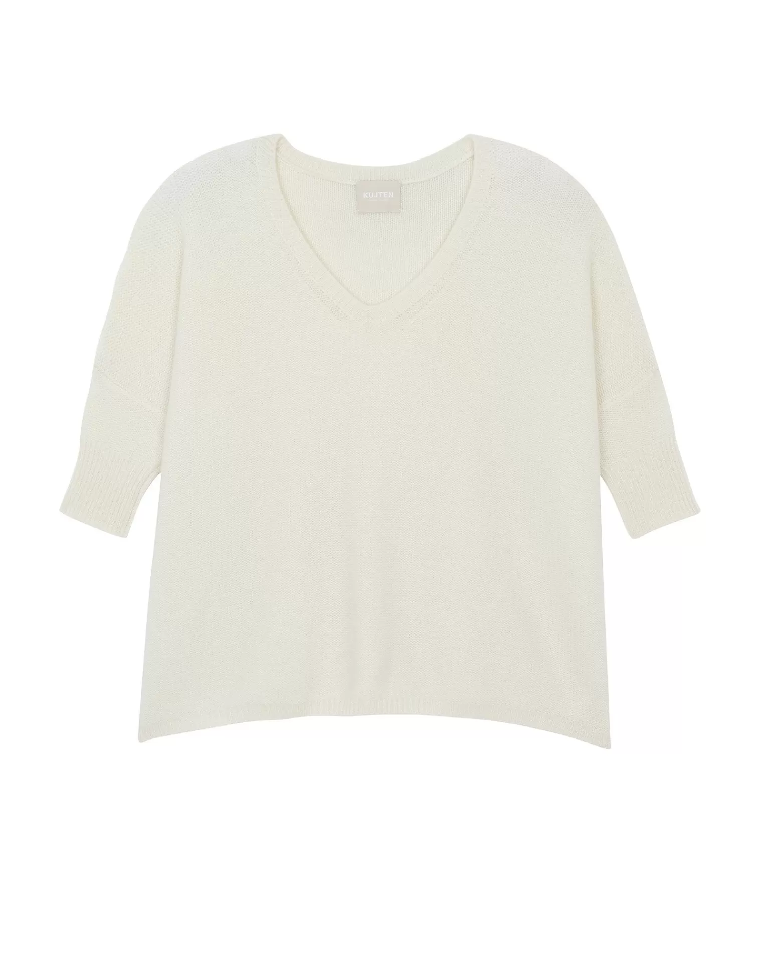 Kujten Sweaters & Sweatshirts>3/4 Sleeves Oversized Cashmere Sweater, 6-Threads Blanc