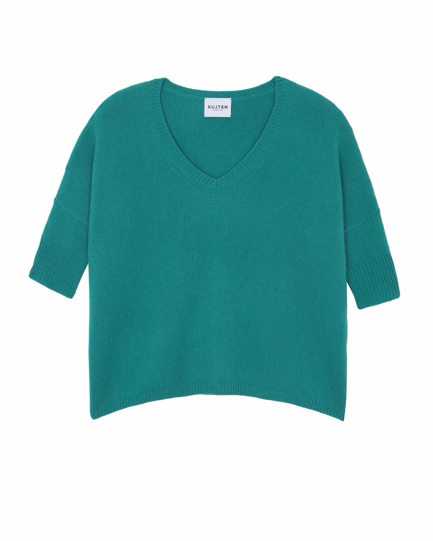 Kujten Sweaters & Sweatshirts>3/4 Sleeves Oversized Cashmere Sweater, 6-Threads Vert Imperial