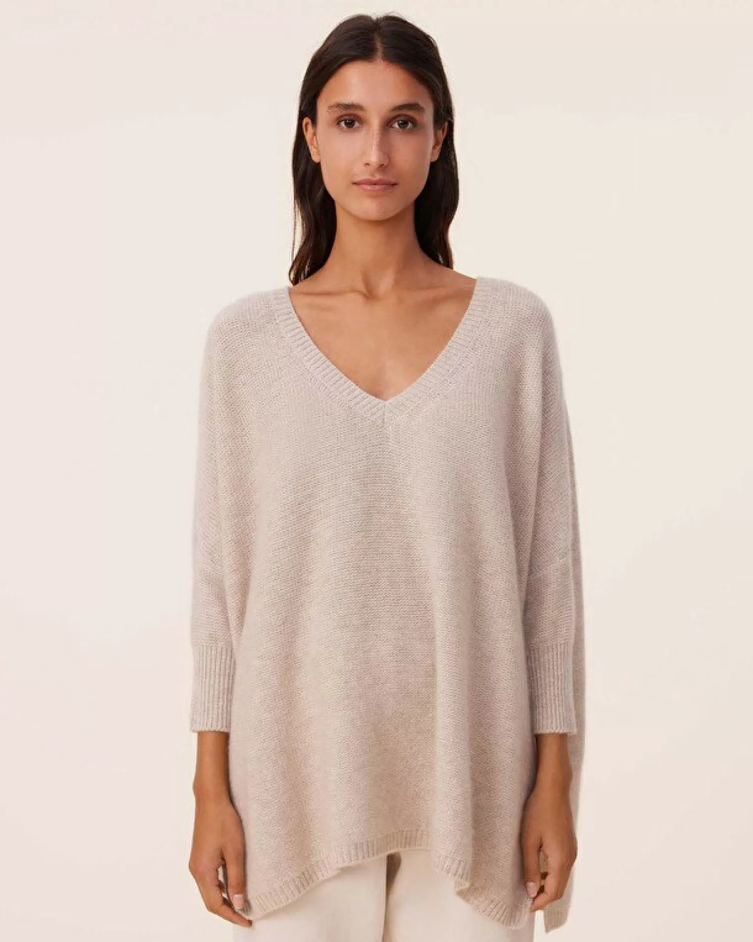 Kujten Sweaters & Sweatshirts>3/4 Sleeves Oversized Cashmere Sweater, 6-Threads Avoine