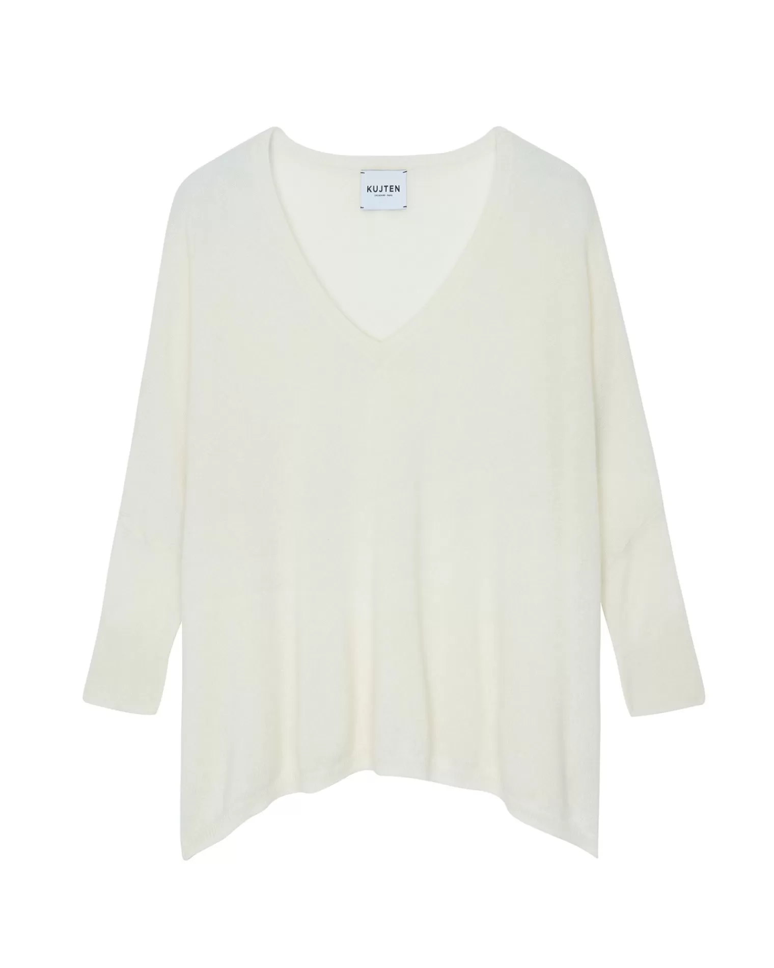 Kujten Sweaters & Sweatshirts>3/4 Sleeves V-Neck Cashmere Sweater Blanc