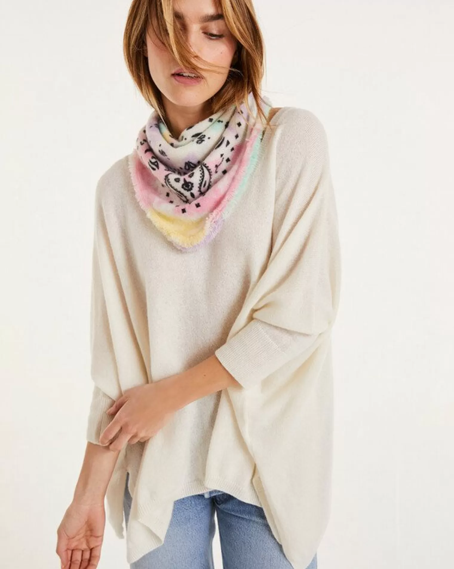 Kujten Sweaters & Sweatshirts>3/4 Sleeves V-Neck Cashmere Sweater Blanc