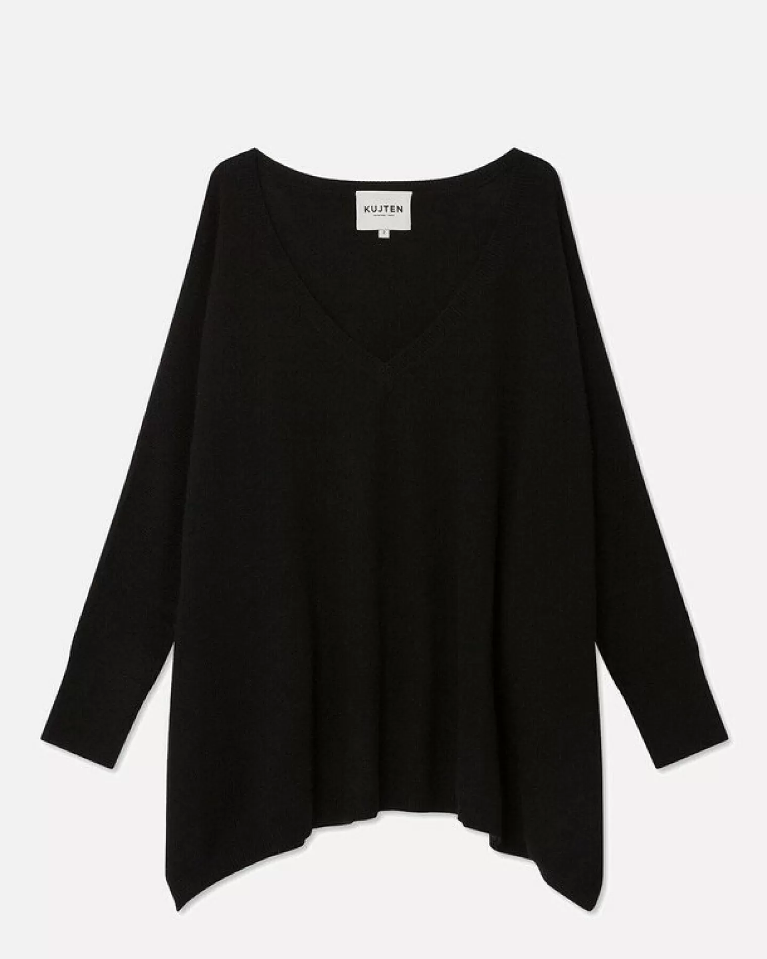 Kujten Sweaters & Sweatshirts>3/4 Sleeves V-Neck Cashmere Sweater, 2-Threads Noir