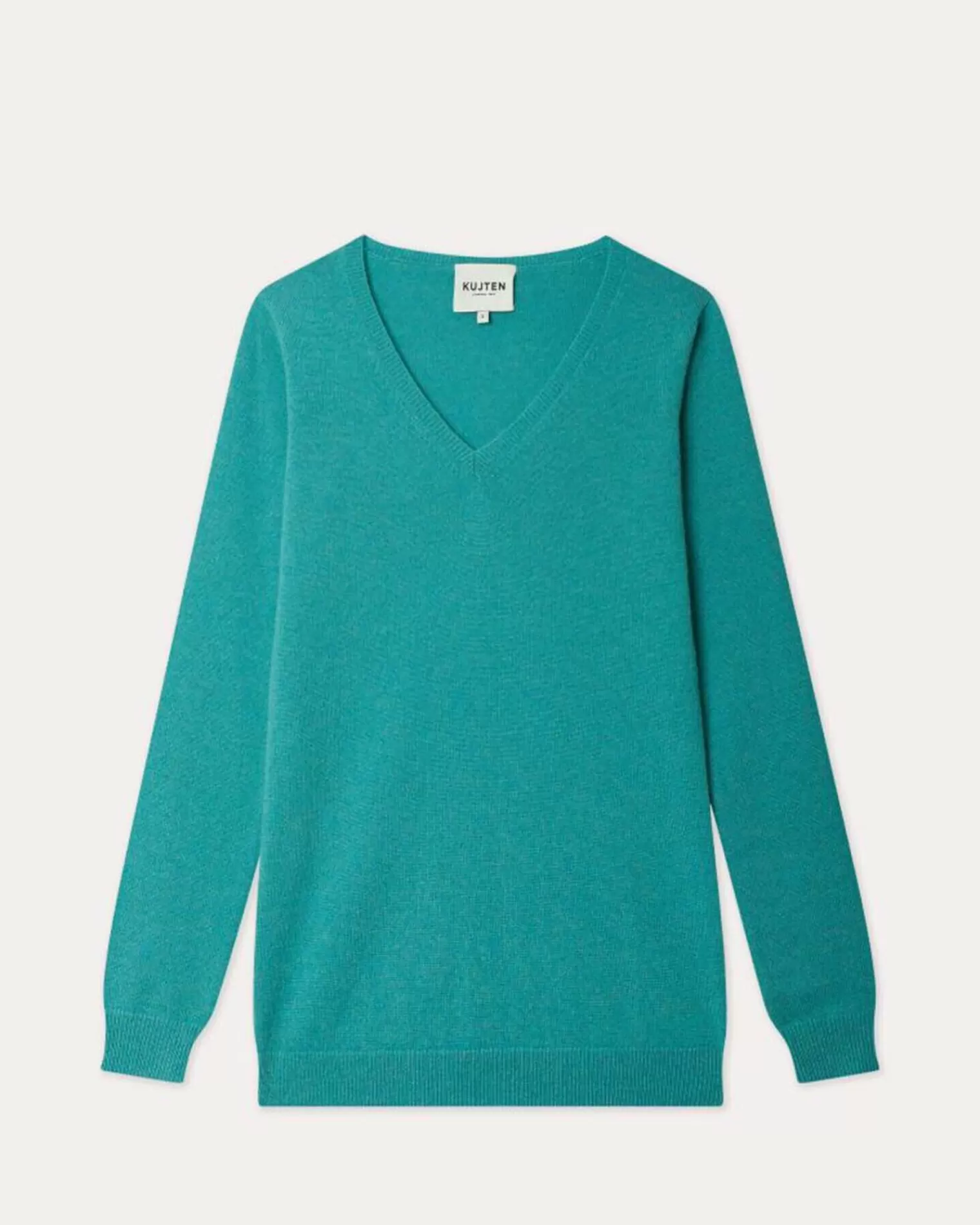 Kujten Sweaters & Sweatshirts>Basic Long Sleeves Cashmere Sweater Bleu Turquoise Chine