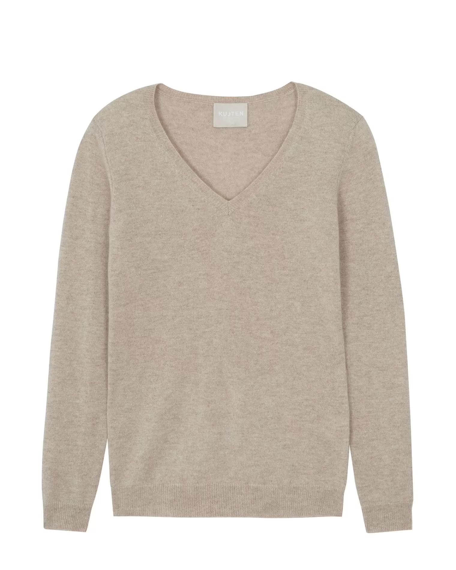 Kujten Sweaters & Sweatshirts>Basic Long Sleeves Cashmere Sweater Beige Chine