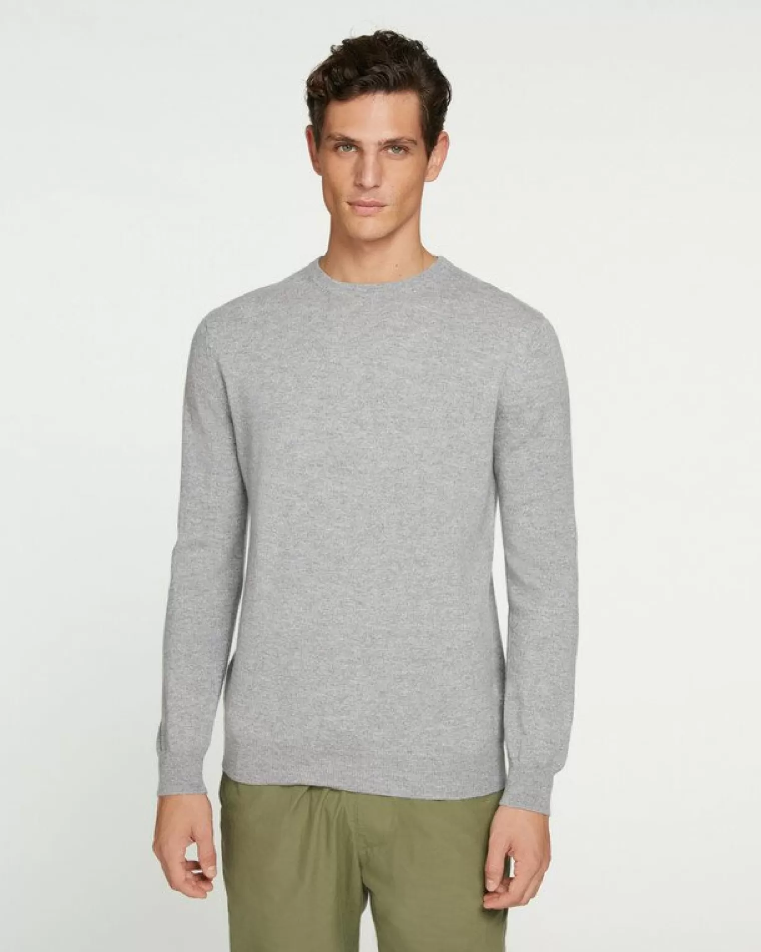 Kujten Sweaters & Sweatshirts>Basic Long Sleeves Cashmere Sweater Gris Chine