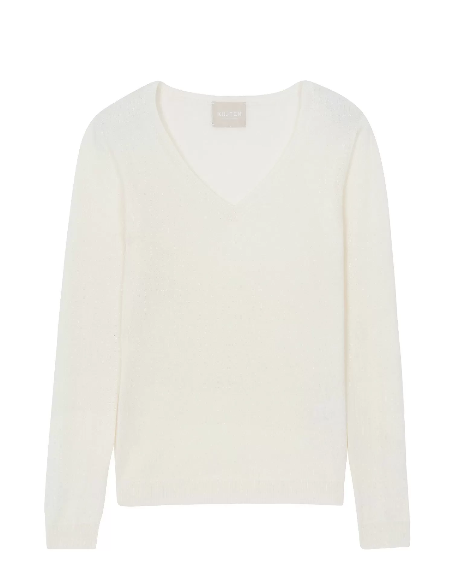 Kujten Sweaters & Sweatshirts>Basic Long Sleeves Cashmere Sweater, 2-Threads Blanc