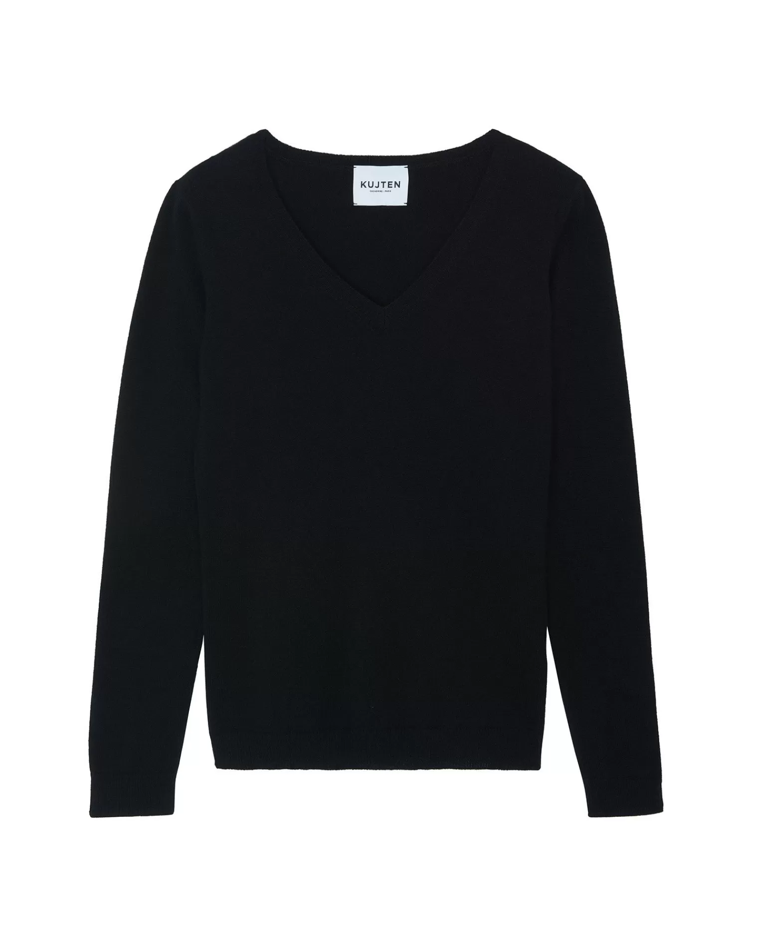 Kujten Sweaters & Sweatshirts>Basic Long Sleeves Cashmere Sweater, 2-Threads Noir