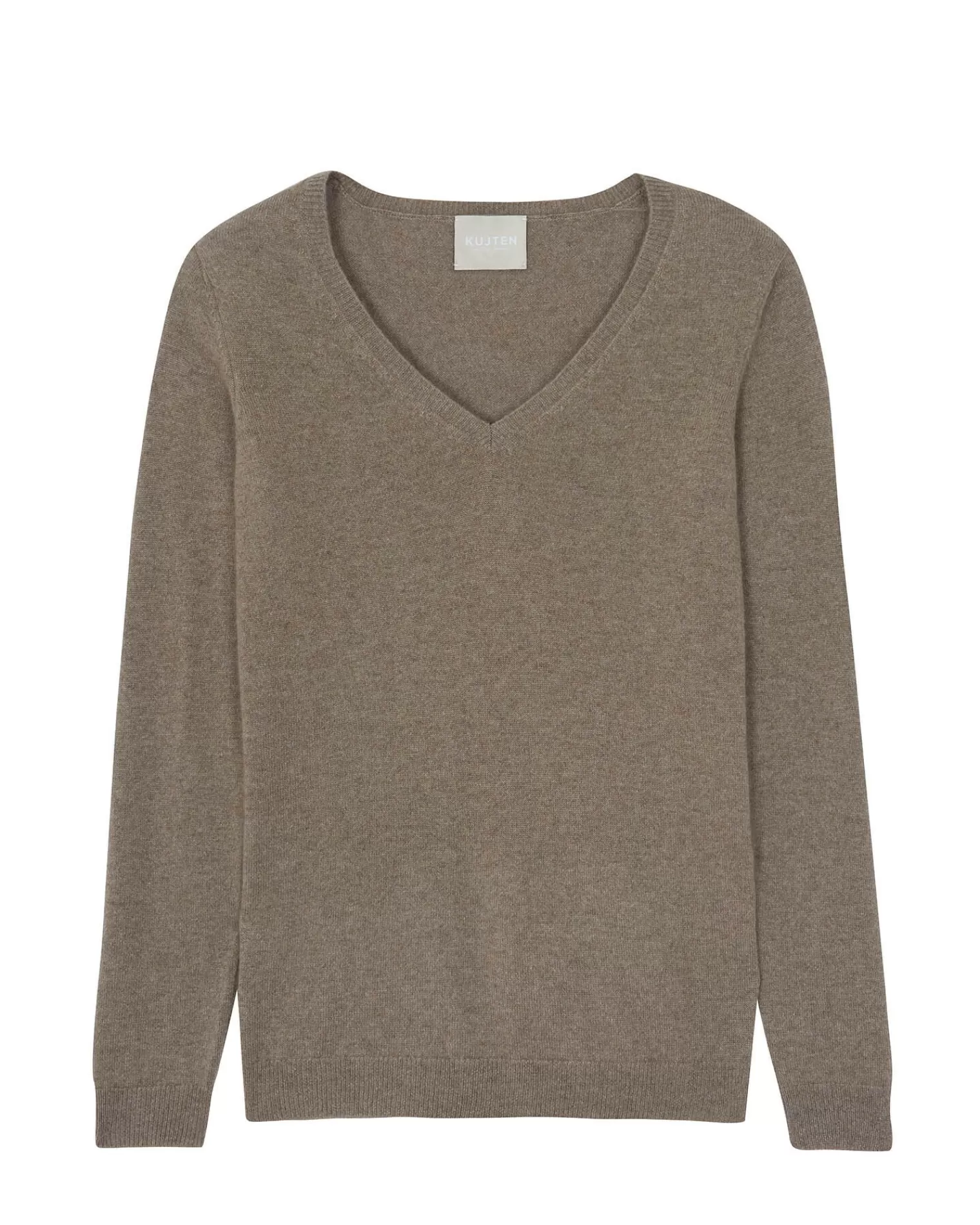 Kujten Sweaters & Sweatshirts>Basic Long Sleeves Cashmere Sweater, 2-Threads Beige Taupe