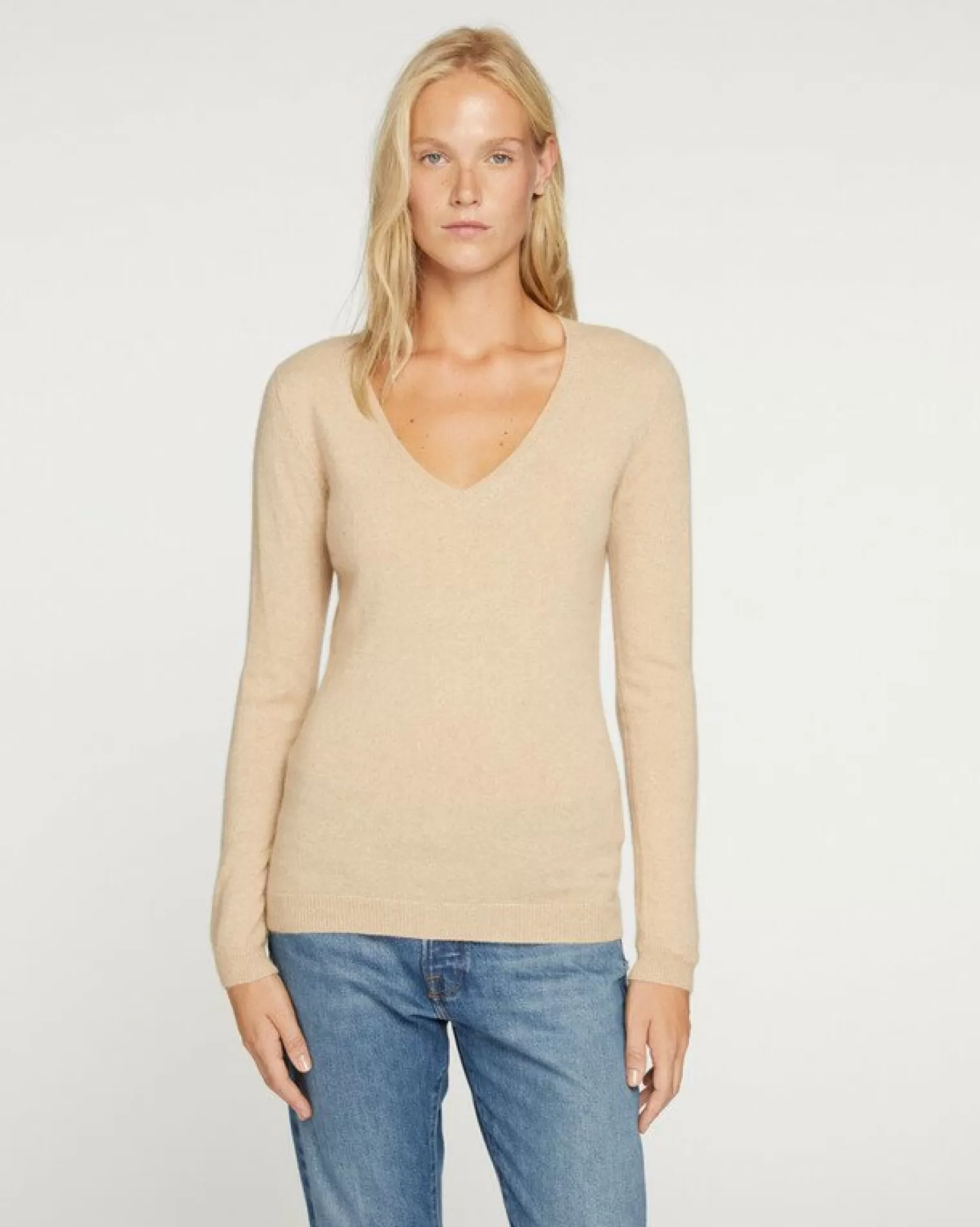 Kujten Sweaters & Sweatshirts>Basic Long Sleeves Cashmere Sweater, 2-Threads Organique