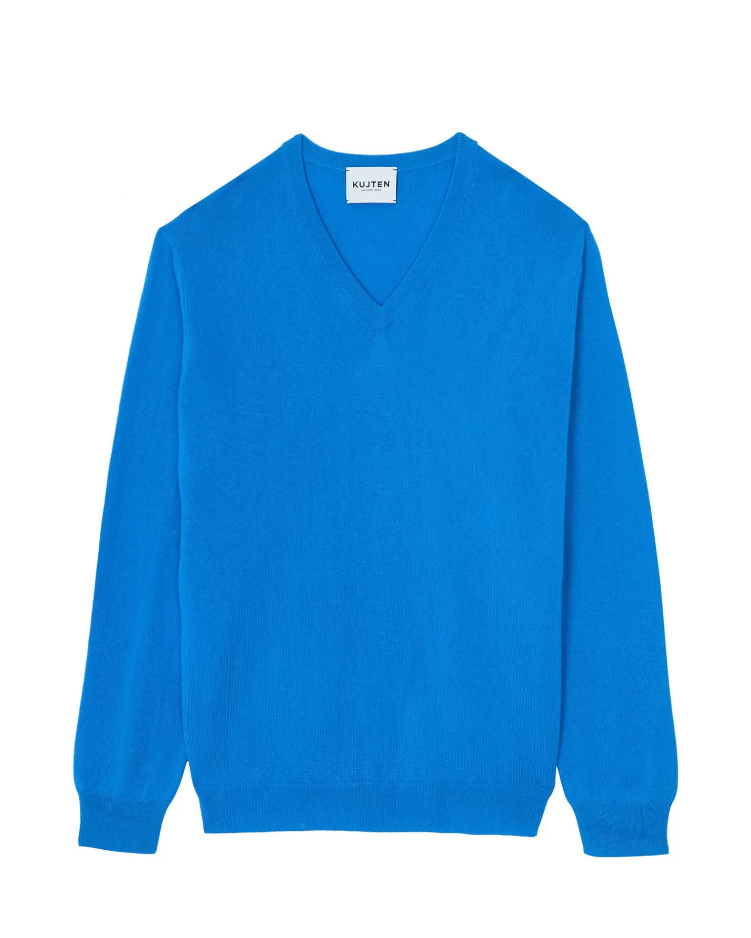 Kujten Sweaters & Sweatshirts>Basic Man V-Neck Cashmere Sweater Bleu Kabalos