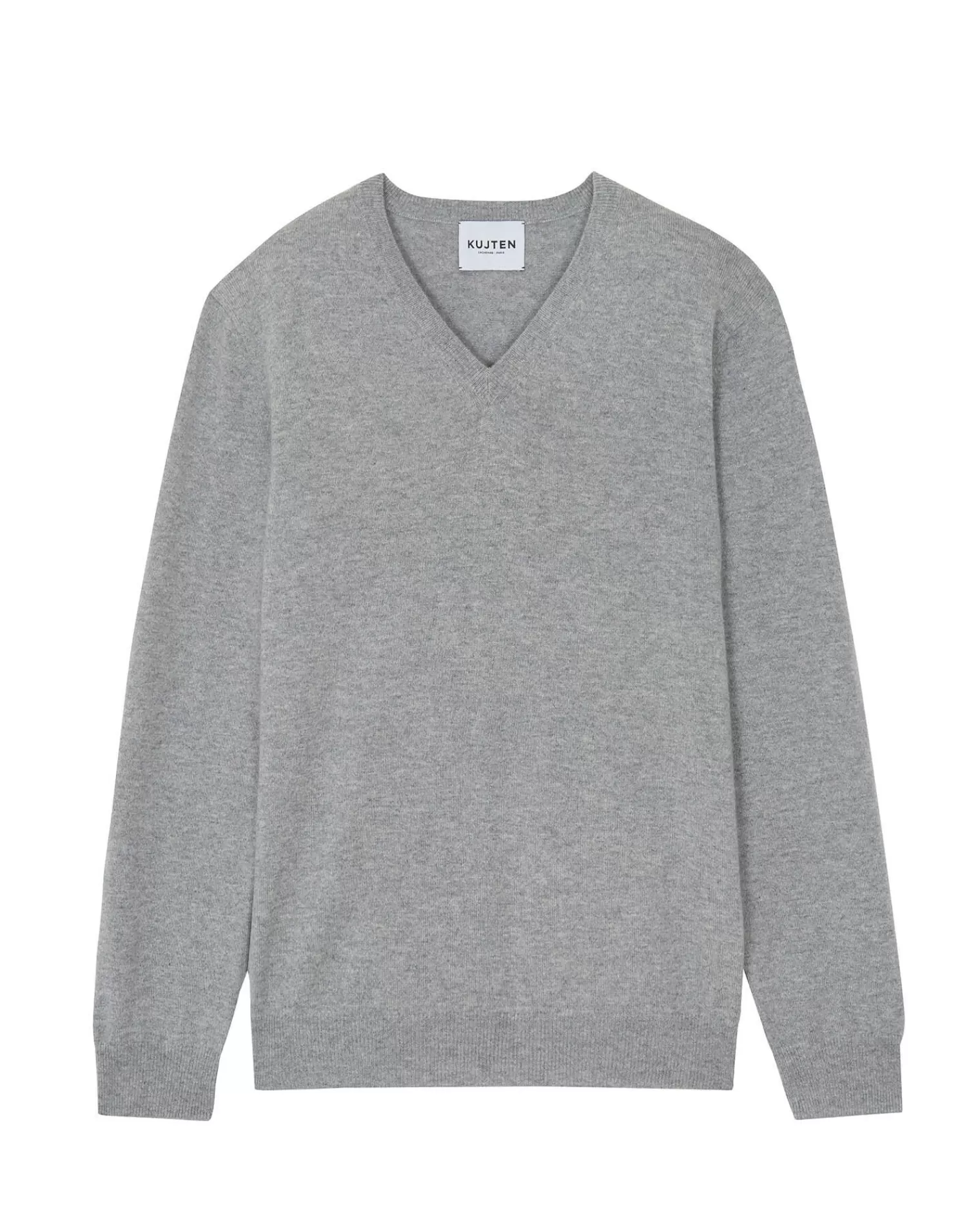 Kujten Sweaters & Sweatshirts>Basic Man V-Neck Cashmere Sweater Gris Chine