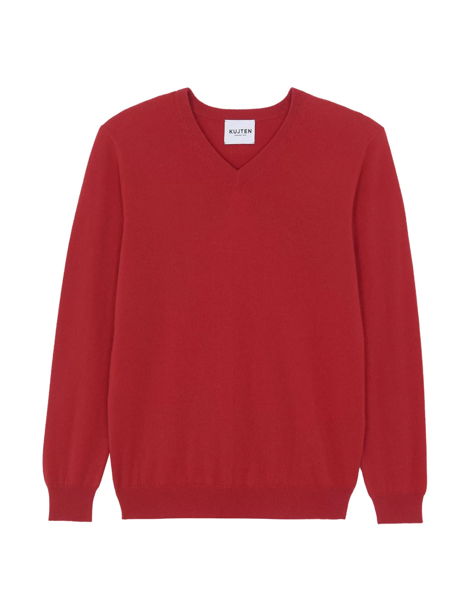 Kujten Sweaters & Sweatshirts>Basic Man V-Neck Cashmere Sweater Rouge