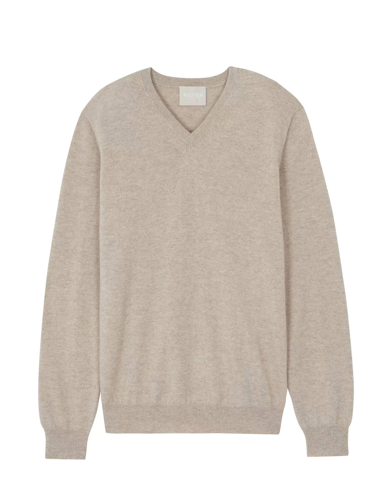 Kujten Sweaters & Sweatshirts>Basic Man V-Neck Cashmere Sweater Beige Chine