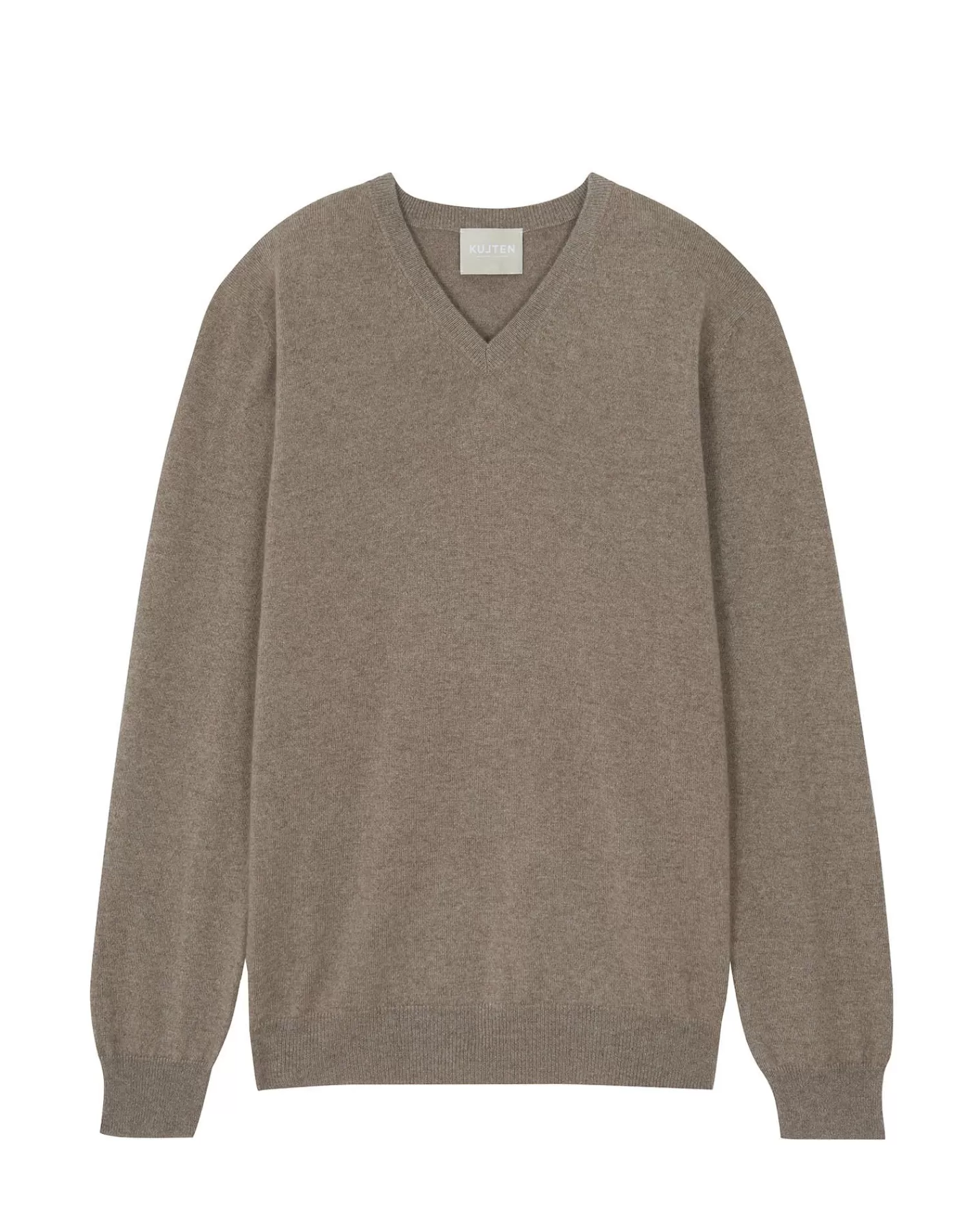 Kujten Sweaters & Sweatshirts>Basic Man V-Neck Cashmere Sweater Beige Taupe