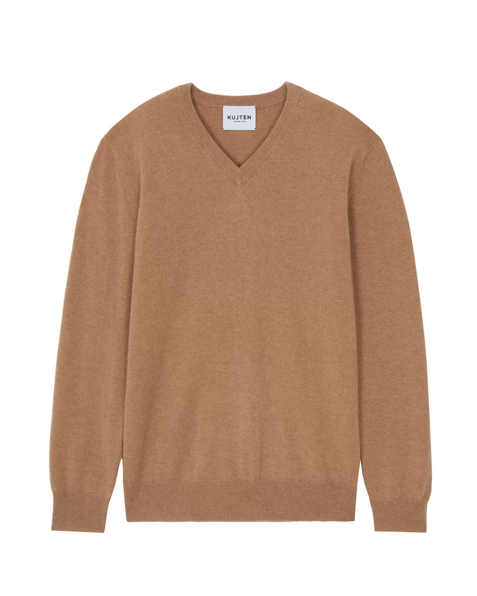 Kujten Sweaters & Sweatshirts>Basic Man V-Neck Cashmere Sweater, 2-Threads Camelo