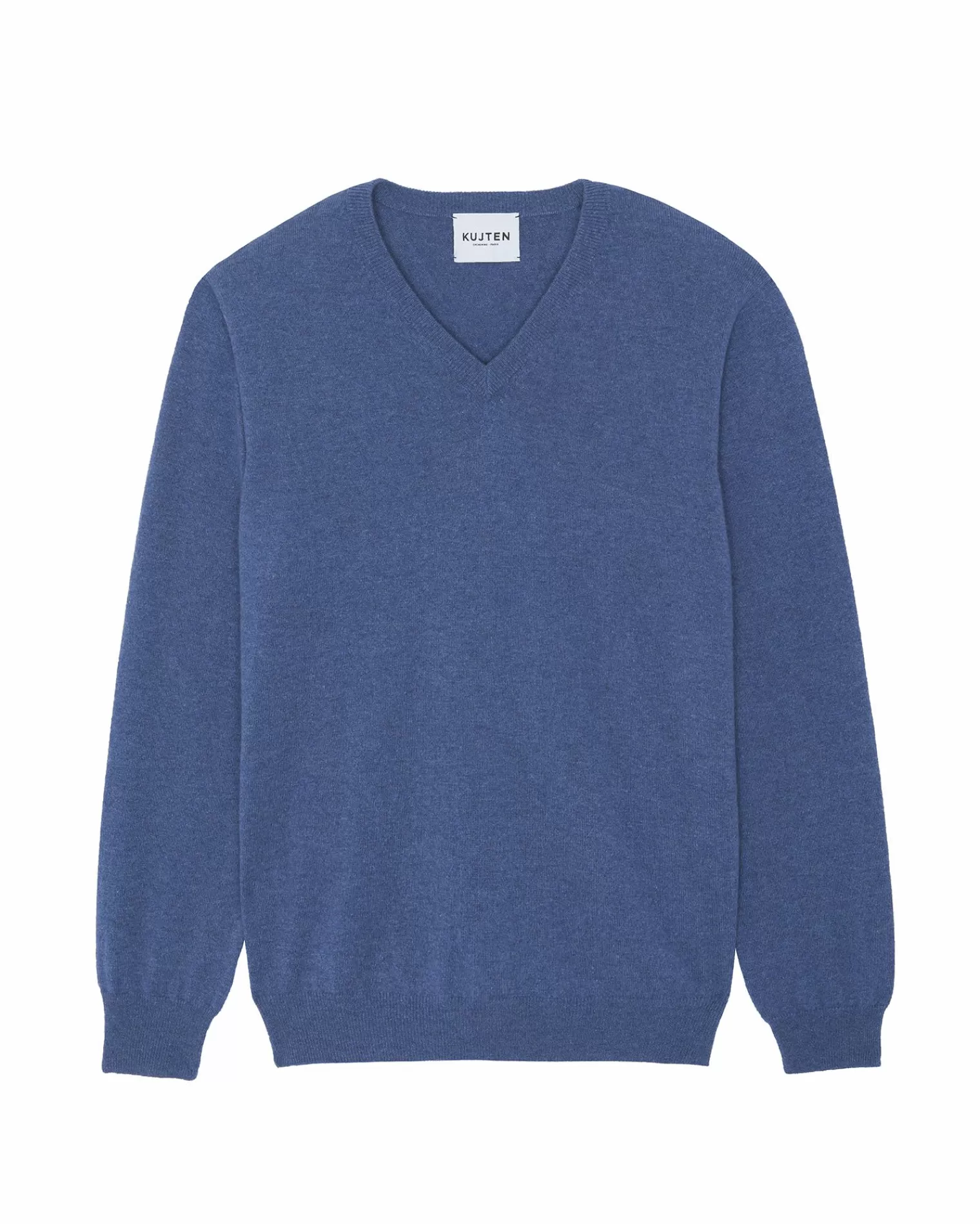 Kujten Sweaters & Sweatshirts>Basic Men V-Neck Cashmere Sweater Bleu Denim