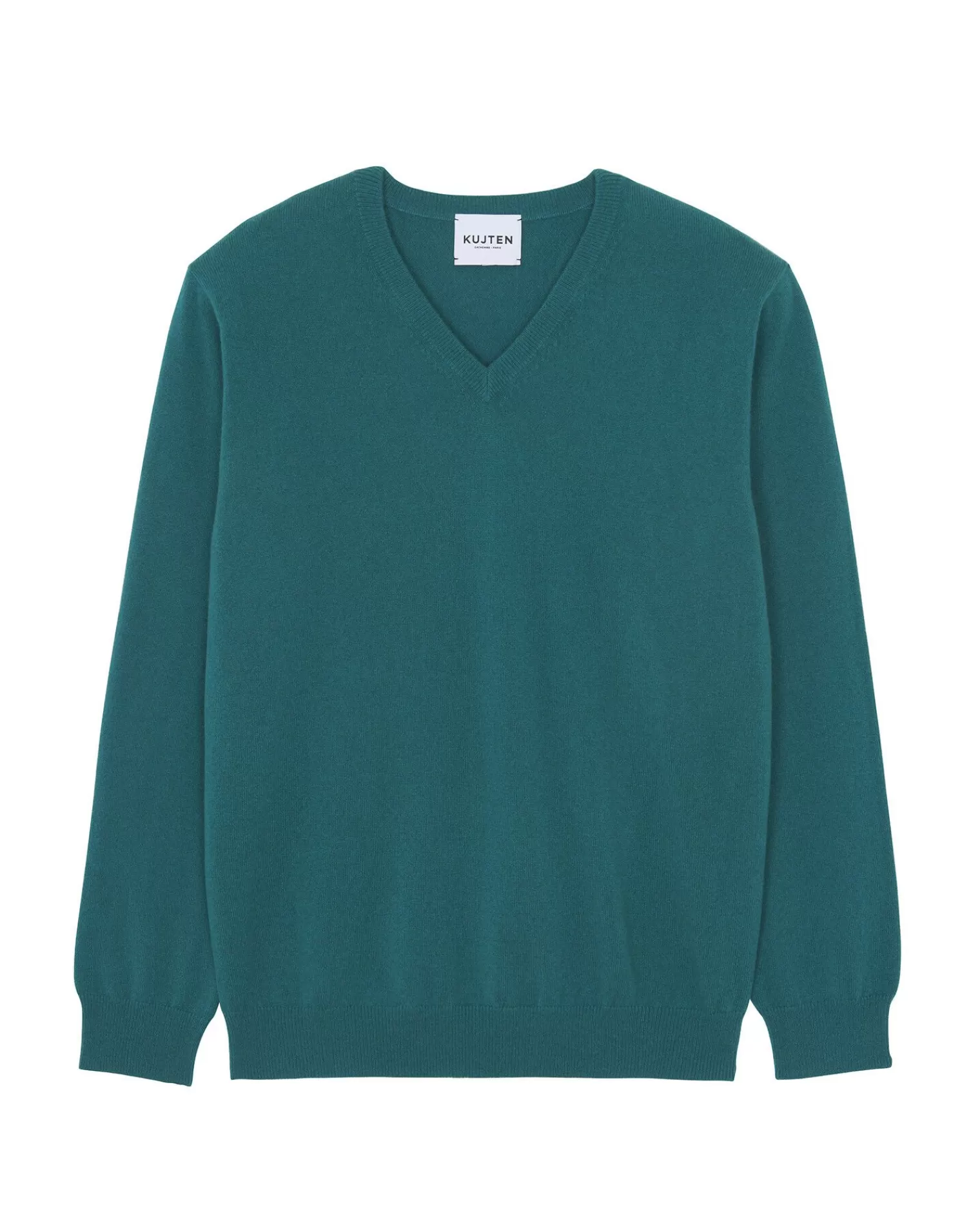 Kujten Sweaters & Sweatshirts>Basic Men V-Neck Cashmere Sweater, 2-Threads Vert Perroquet