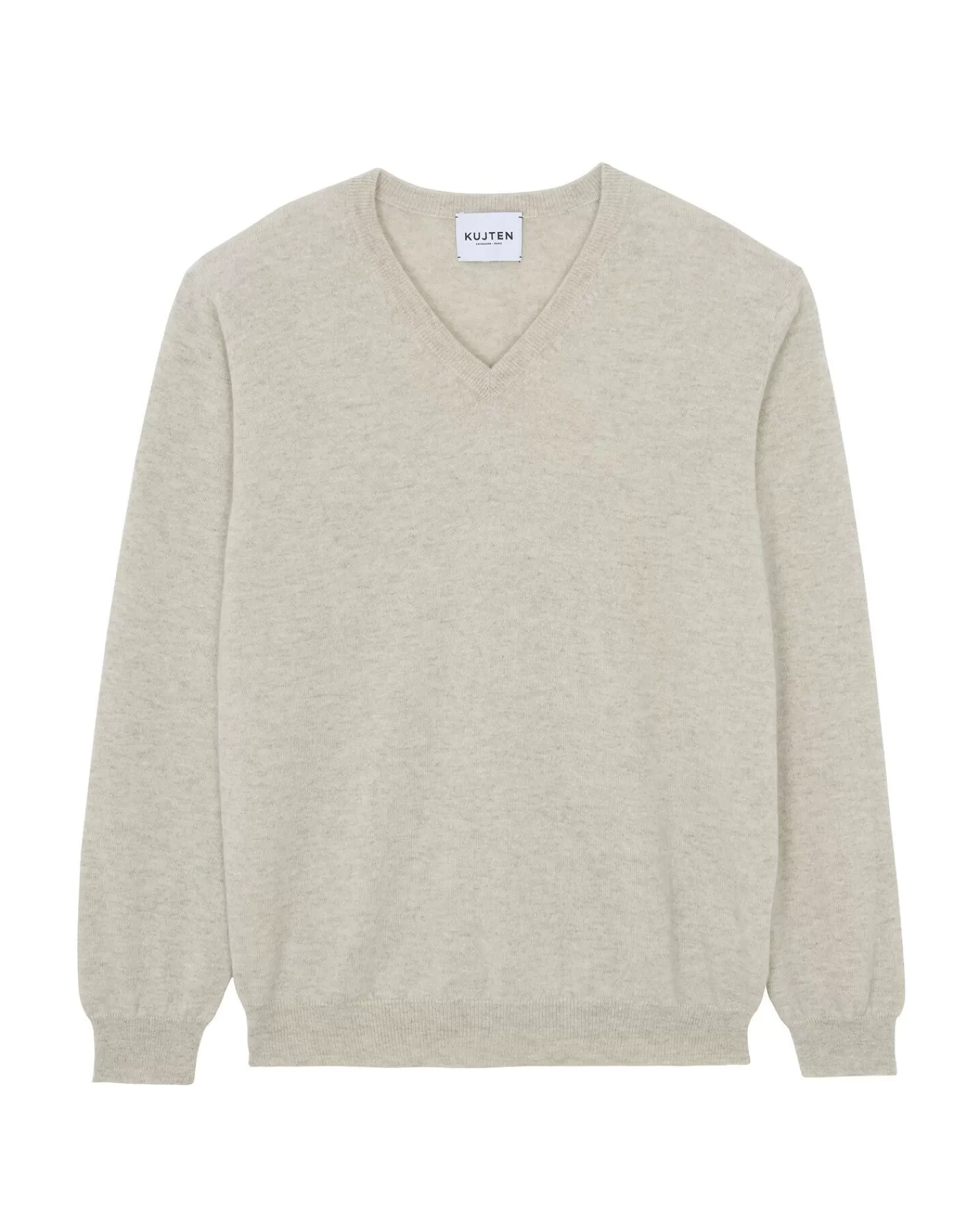 Kujten Sweaters & Sweatshirts>Basic Men V-Neck Cashmere Sweater, 2-Threads Avoine