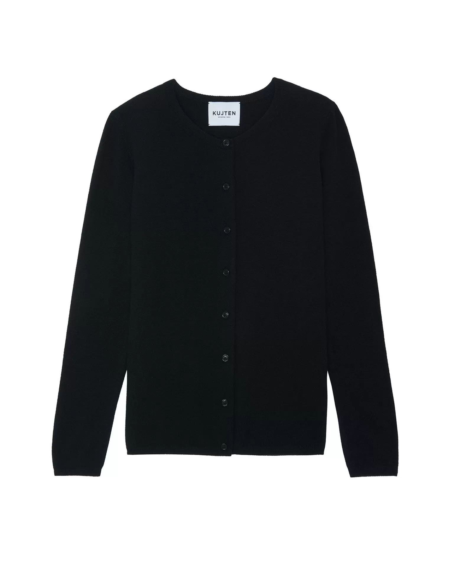 Kujten Jackets & Vests>Basic Round Neck Woman Cashmere Cardigan Noir