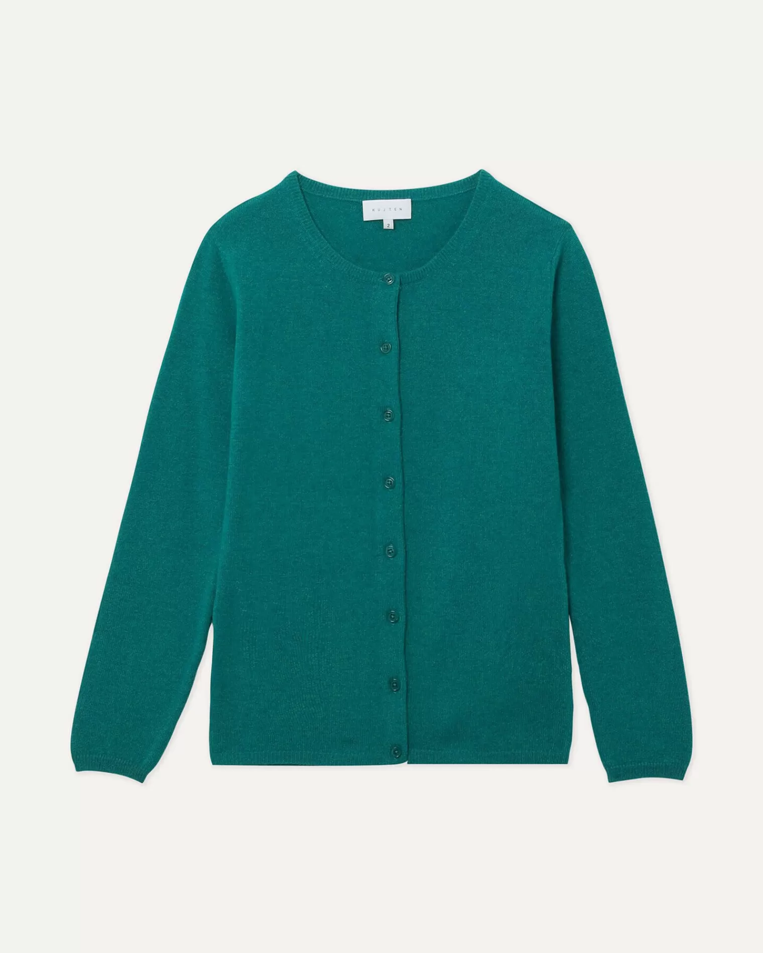 Kujten Jackets & Vests>Basic Round Neck Woman Cashmere Cardigan Vert Menthe