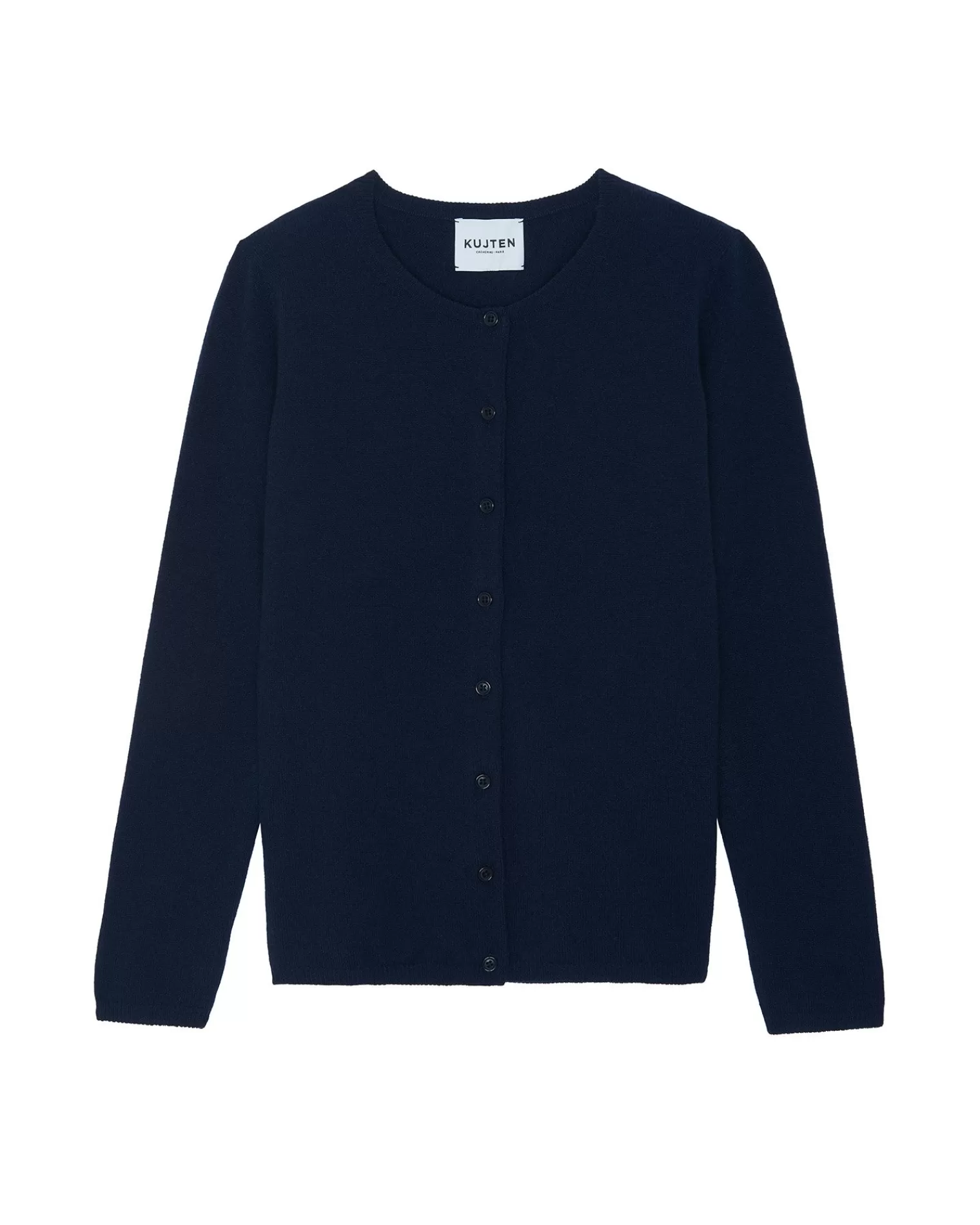 Kujten Jackets & Vests>Basic Round Neck Woman Cashmere Cardigan Bleu Marine