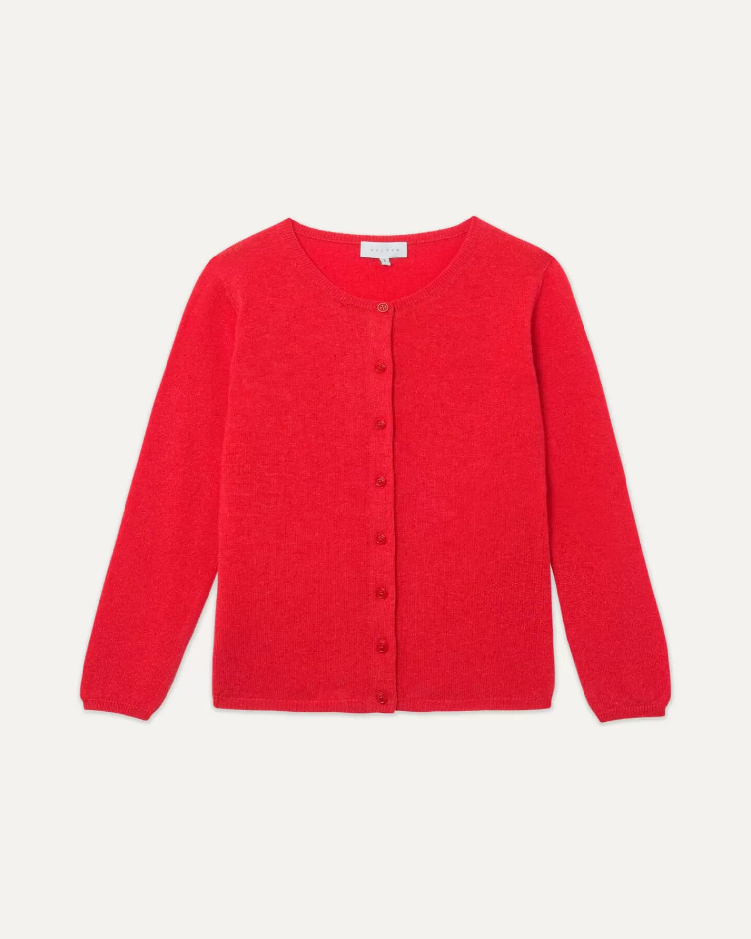 Kujten Jackets & Vests>Basic Round Neck Woman Cashmere Cardigan Rouge Corail