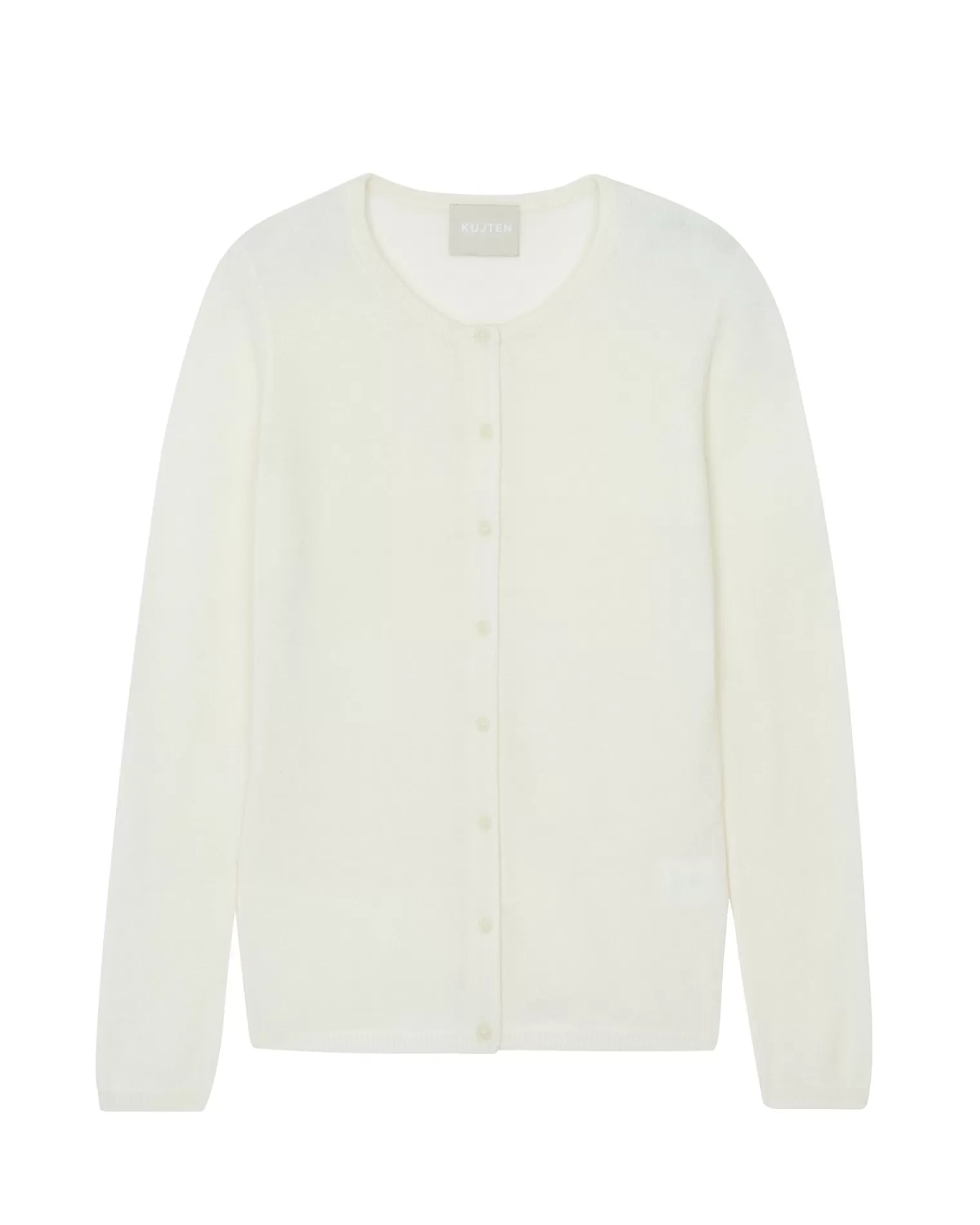 Kujten Jackets & Vests>Basic Round Neck Woman Cashmere Cardigan Blanc