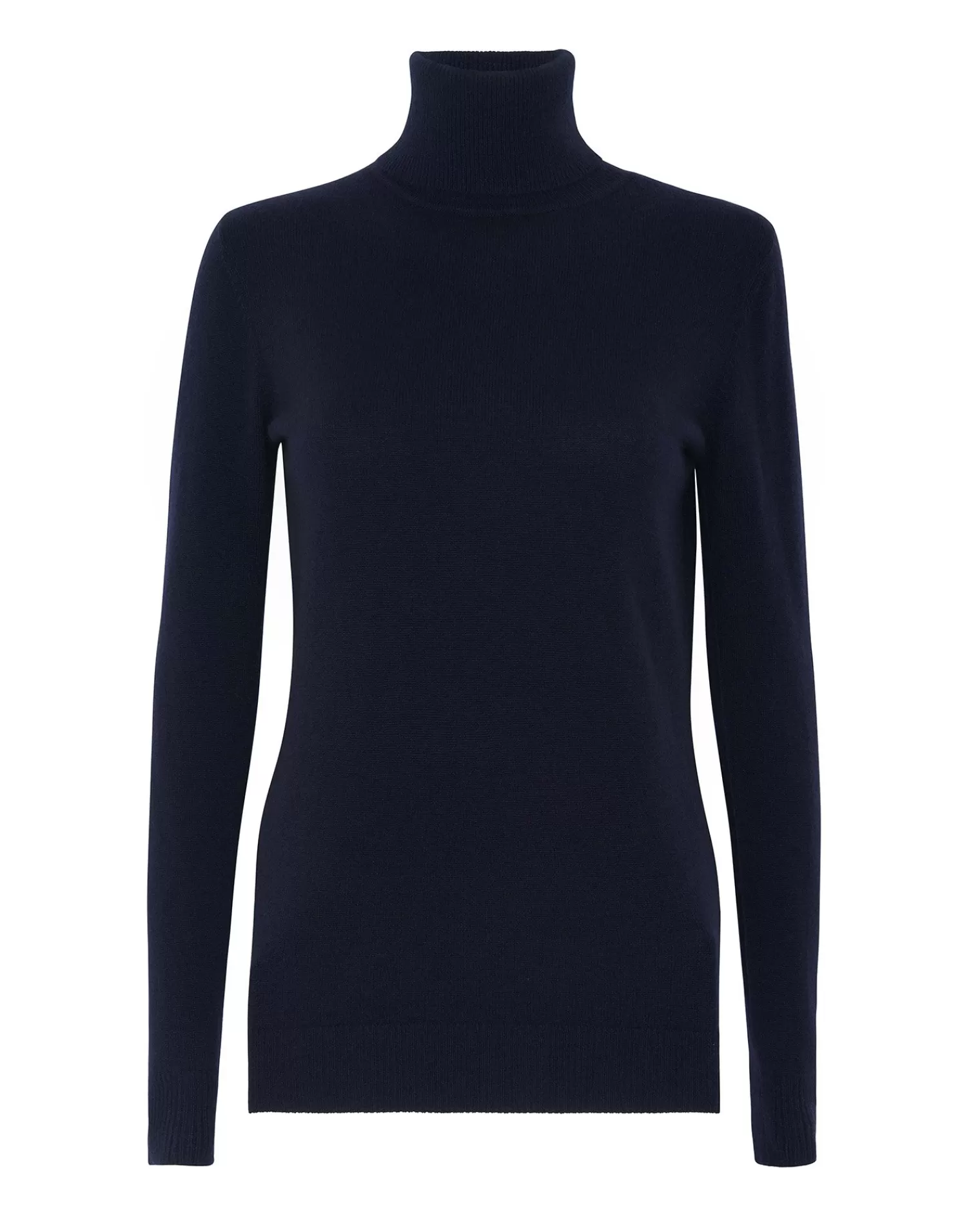 Kujten Sweaters & Sweatshirts>Basic Turtleneck 100% Cashmere Sweater, 2-Threads Bleu Marine Fonce