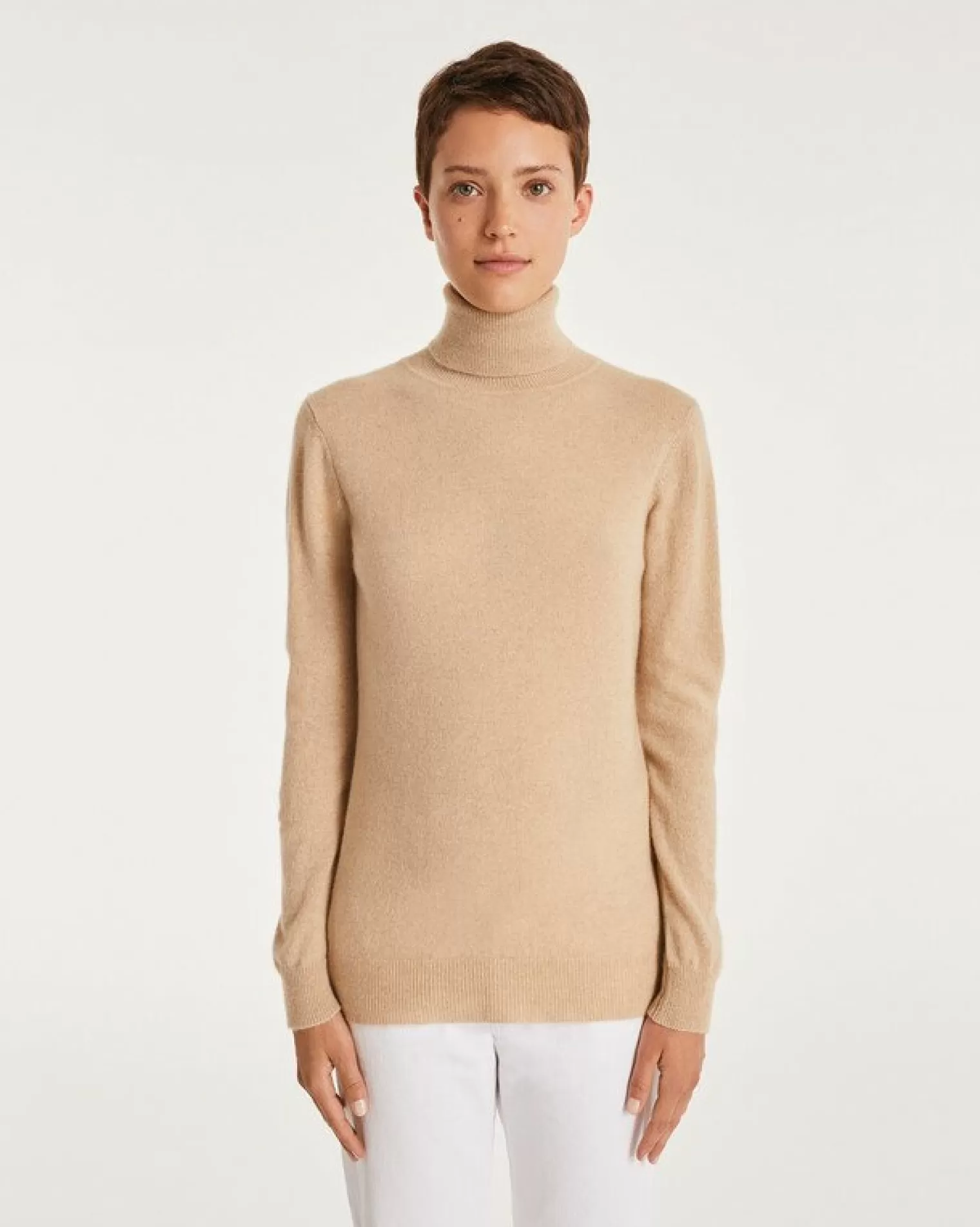 Kujten Sweaters & Sweatshirts>Basic Turtleneck 100% Cashmere Sweater, 2-Threads Organique