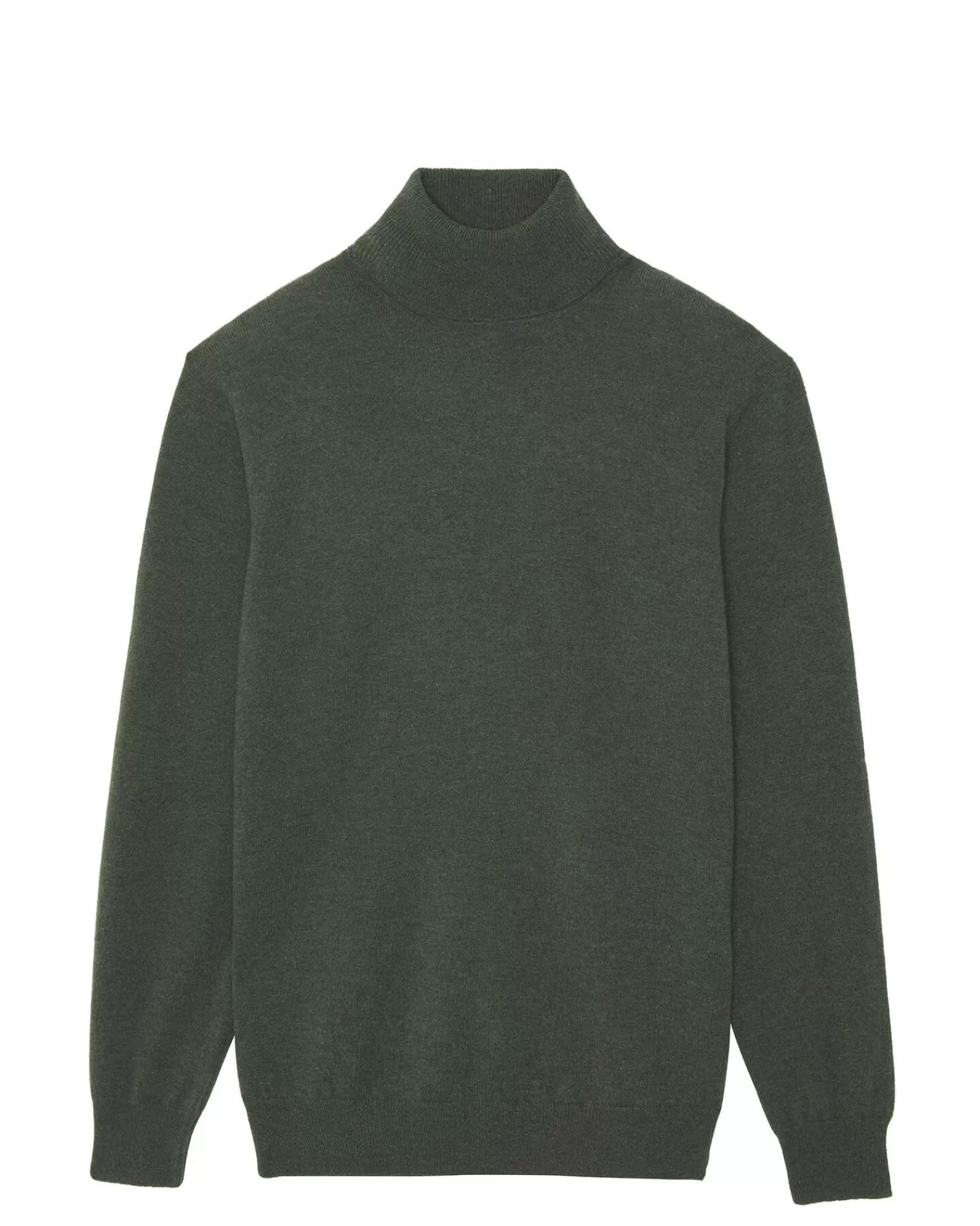 Kujten Sweaters & Sweatshirts>Basic Turtleneck Man Cashmere Sweater Kaki Fonce