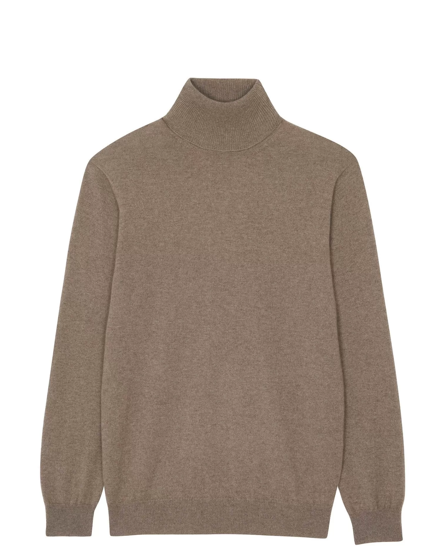 Kujten Sweaters & Sweatshirts>Basic Turtleneck Man Cashmere Sweater Beige Taupe