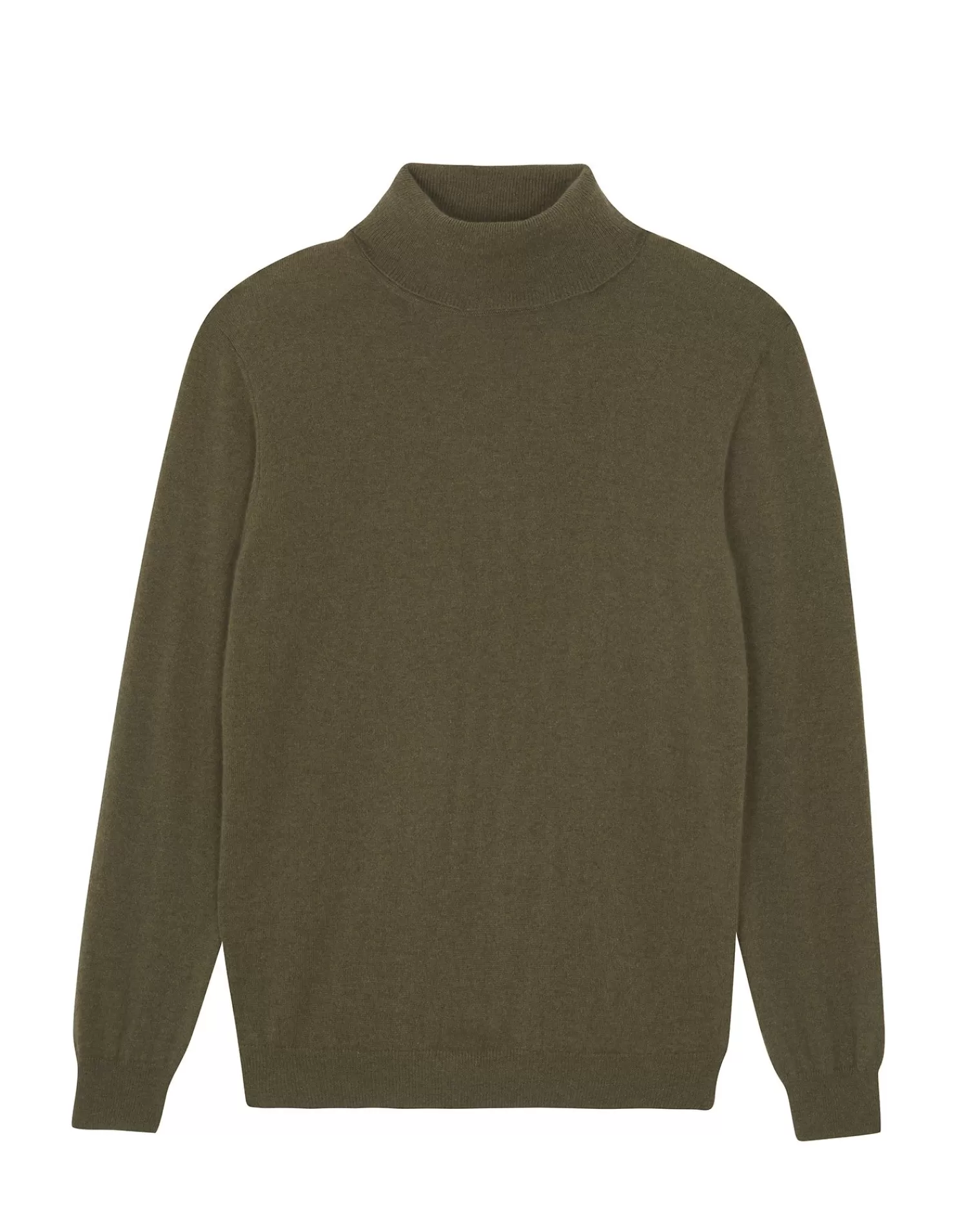 Kujten Sweaters & Sweatshirts>Basic Turtleneck Man Cashmere Sweater, 2-Threads Kaki Scout