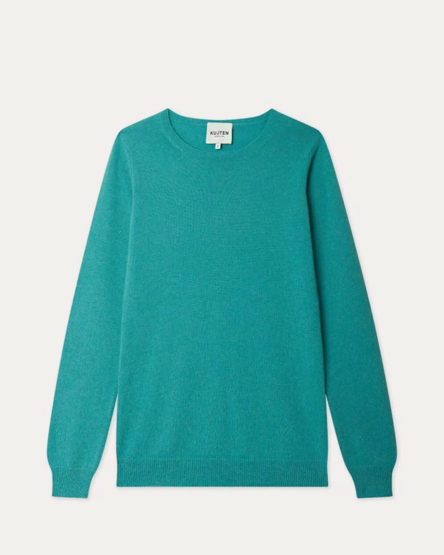 Kujten Sweaters & Sweatshirts>Basic Woman Round Neck Cashmere Sweater Bleu Turquoise Chine