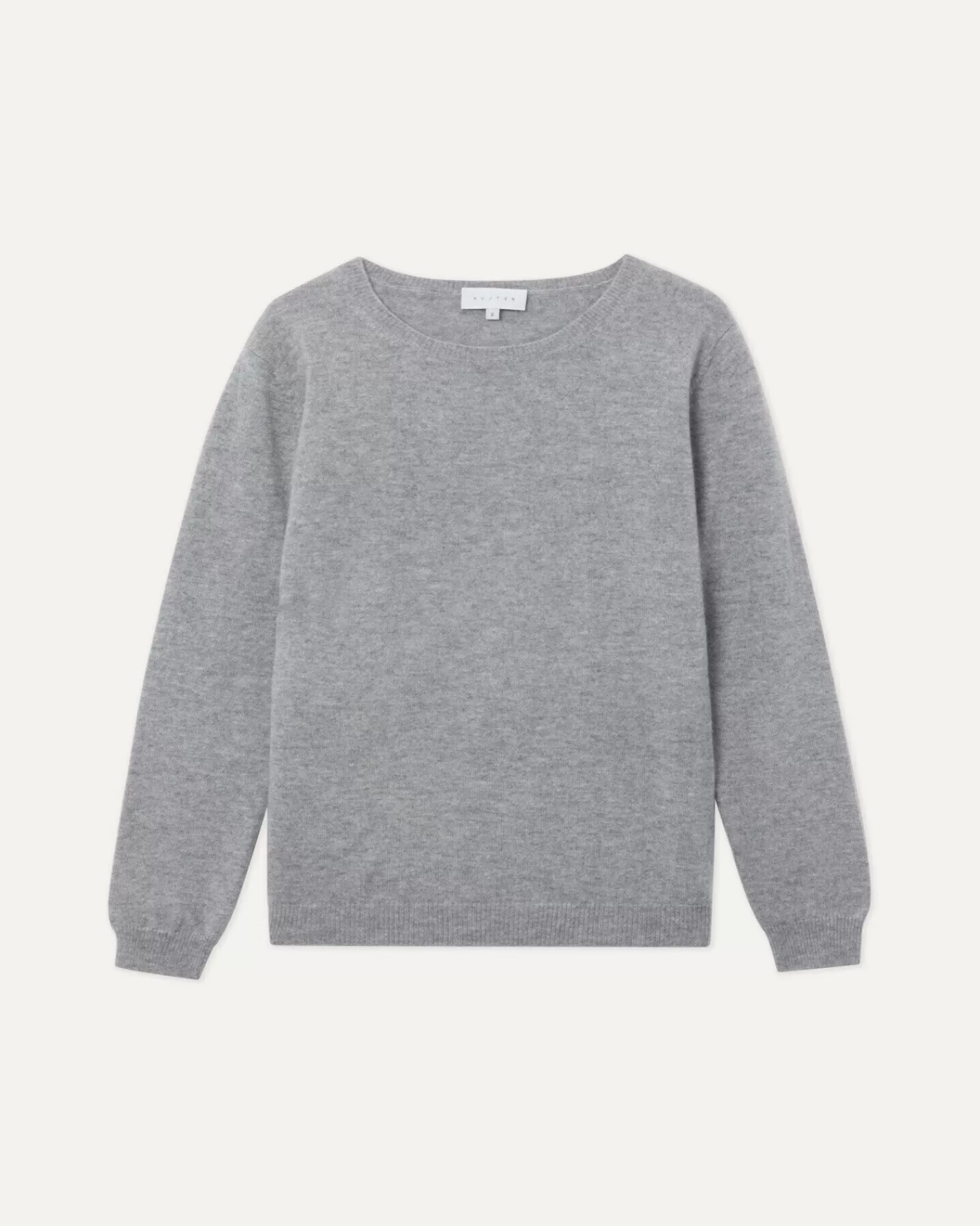 Kujten Sweaters & Sweatshirts>Basic Woman Round Neck Cashmere Sweater Gris Chine