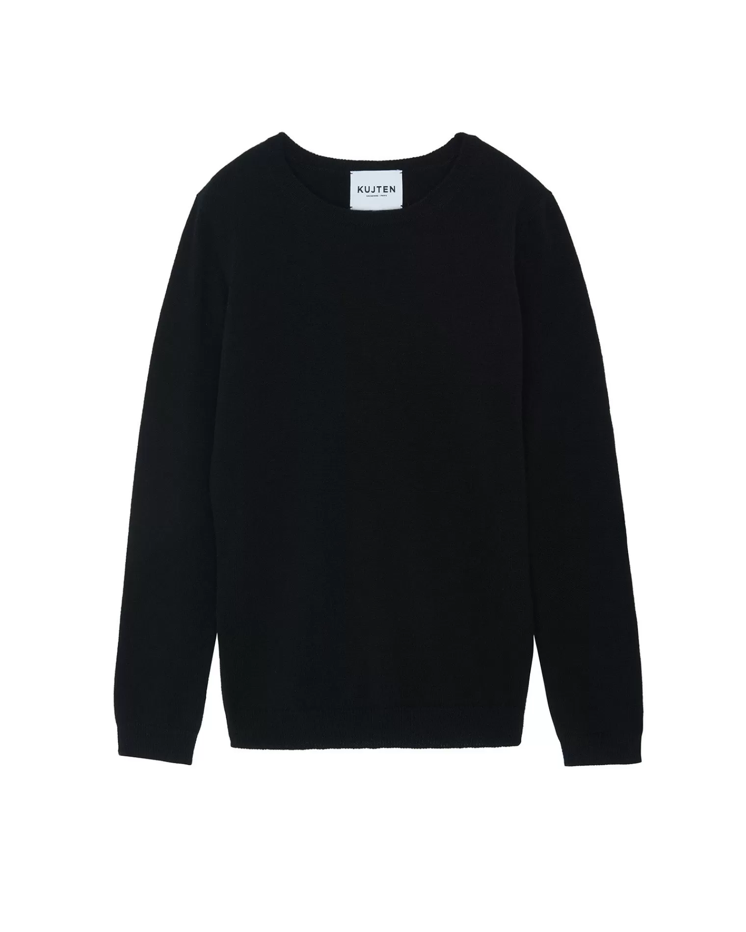 Kujten Sweaters & Sweatshirts>Basic Woman Round Neck Cashmere Sweater, 2-Threads Noir