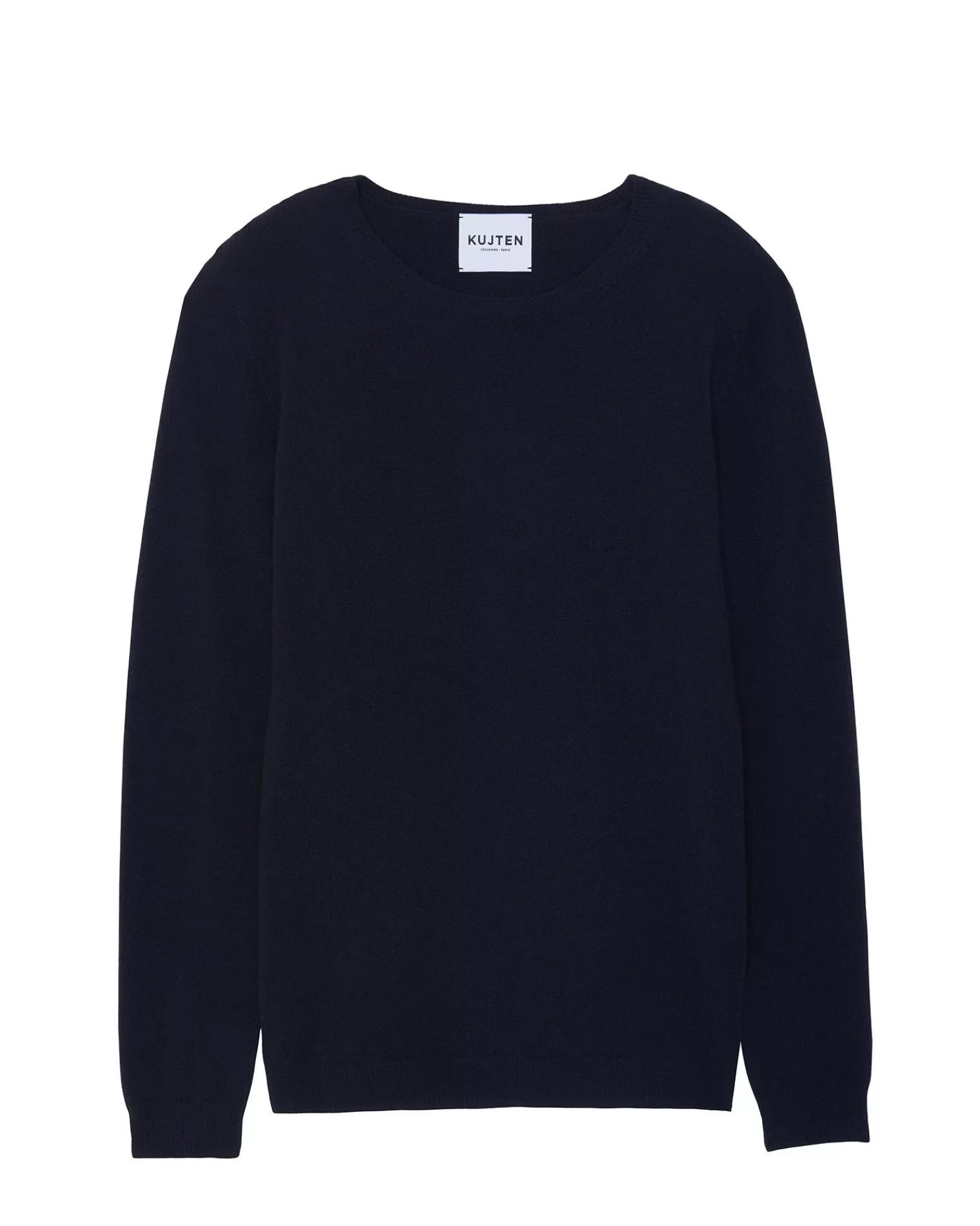 Kujten Sweaters & Sweatshirts>Basic Woman Round Neck Cashmere Sweater, 2-Threads Bleu Marine Fonce