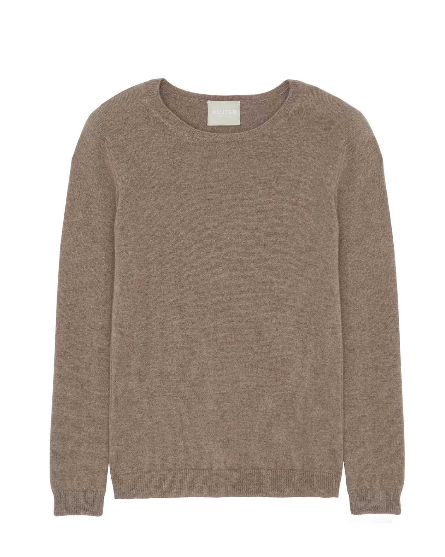 Kujten Sweaters & Sweatshirts>Basic Woman Round Neck Cashmere Sweater, 2-Threads Beige Taupe