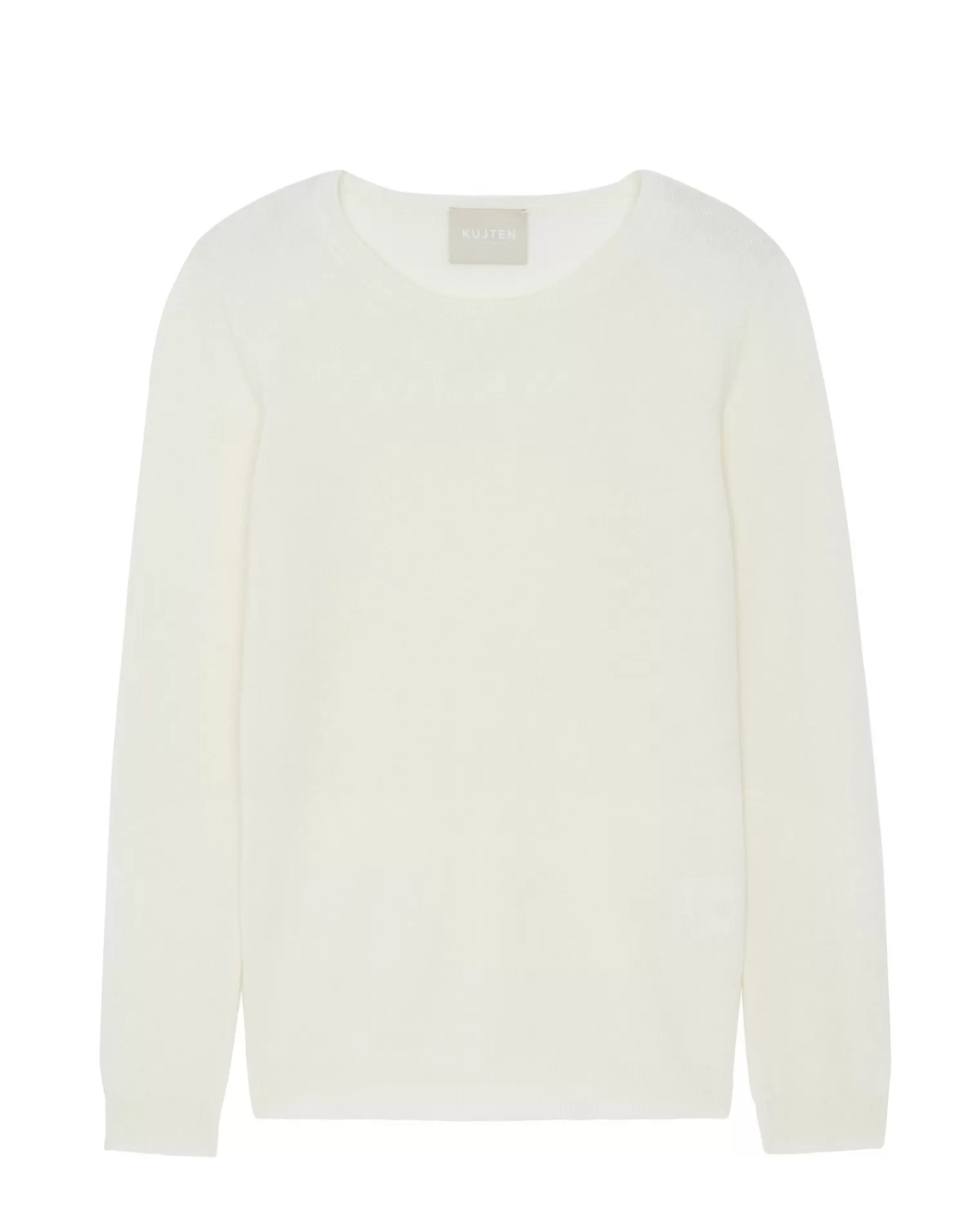 Kujten Sweaters & Sweatshirts>Basic Woman Round Neck Cashmere Sweater, 2-Threads Blanc