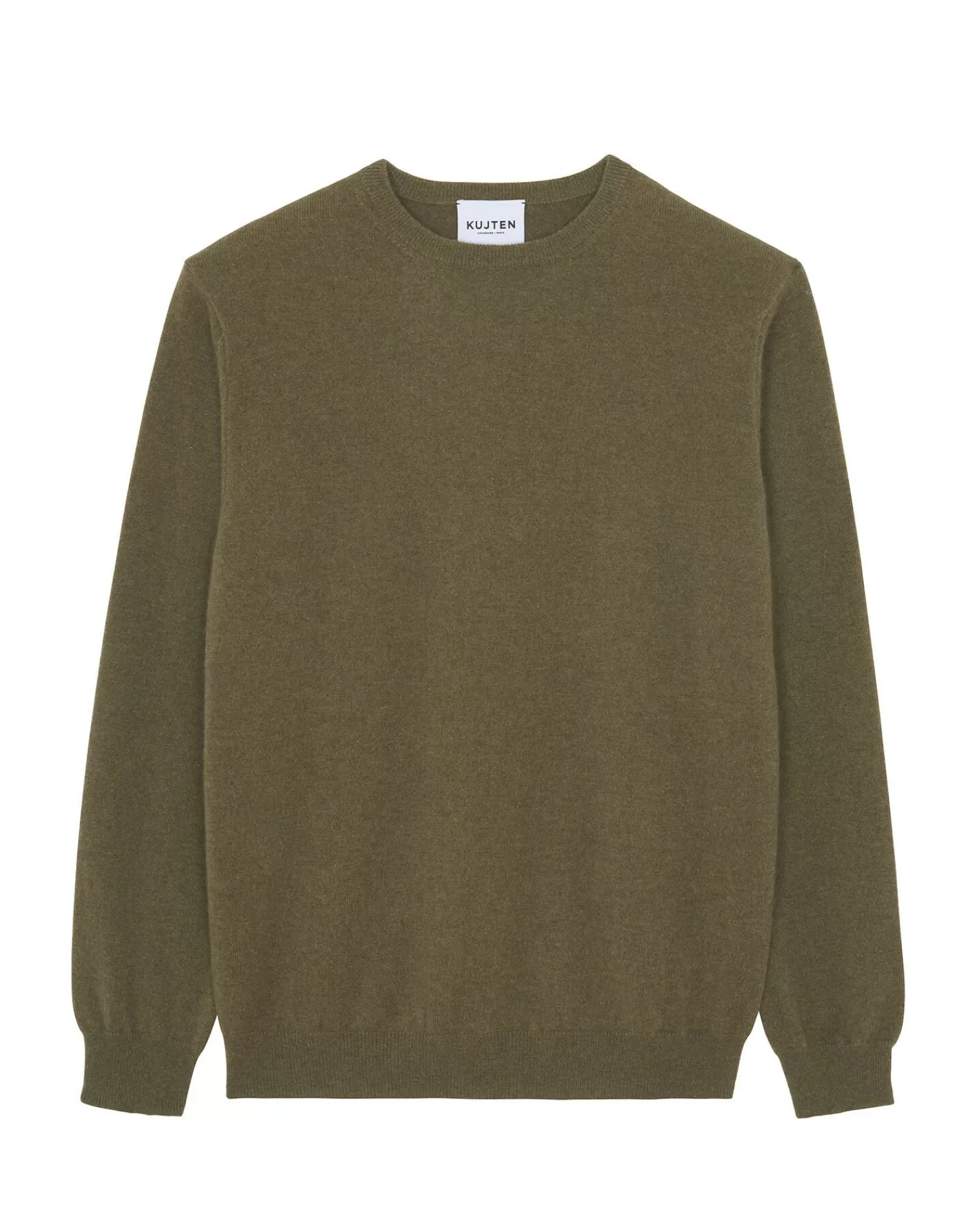 Kujten Sweaters & Sweatshirts>Basic Women Round Neck Cashmere Sweater, 2-Threads Kaki Scout