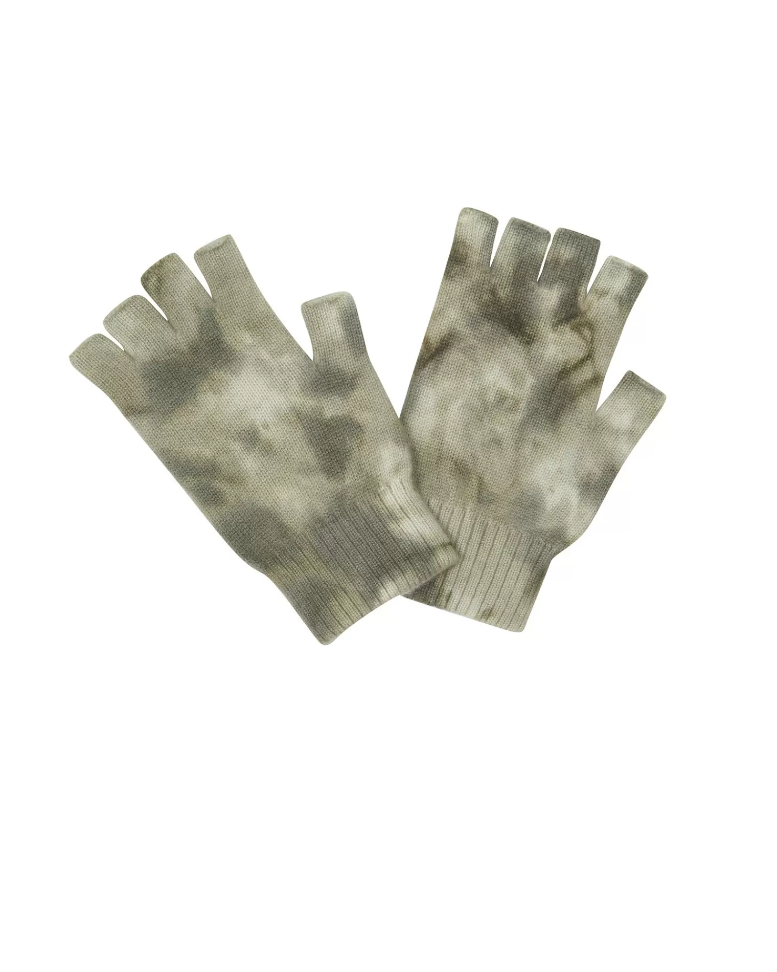 Kujten Gloves & Mittens>Bleached Short Cashmere Mittens Kaki Fonce