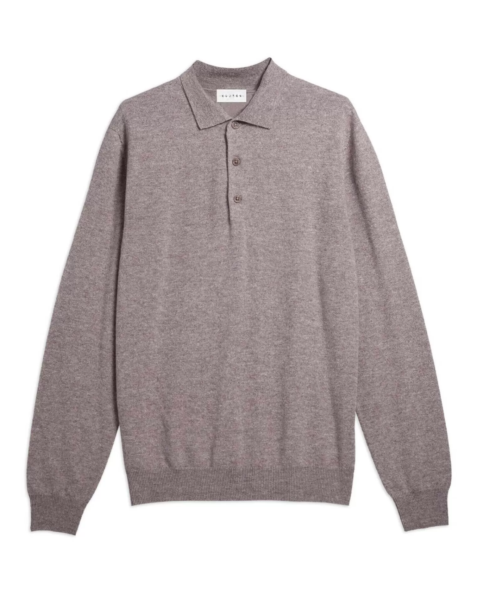 Kujten Sweaters & Sweatshirts>Buttoned Cashmere Polo Beige Taupe Chine