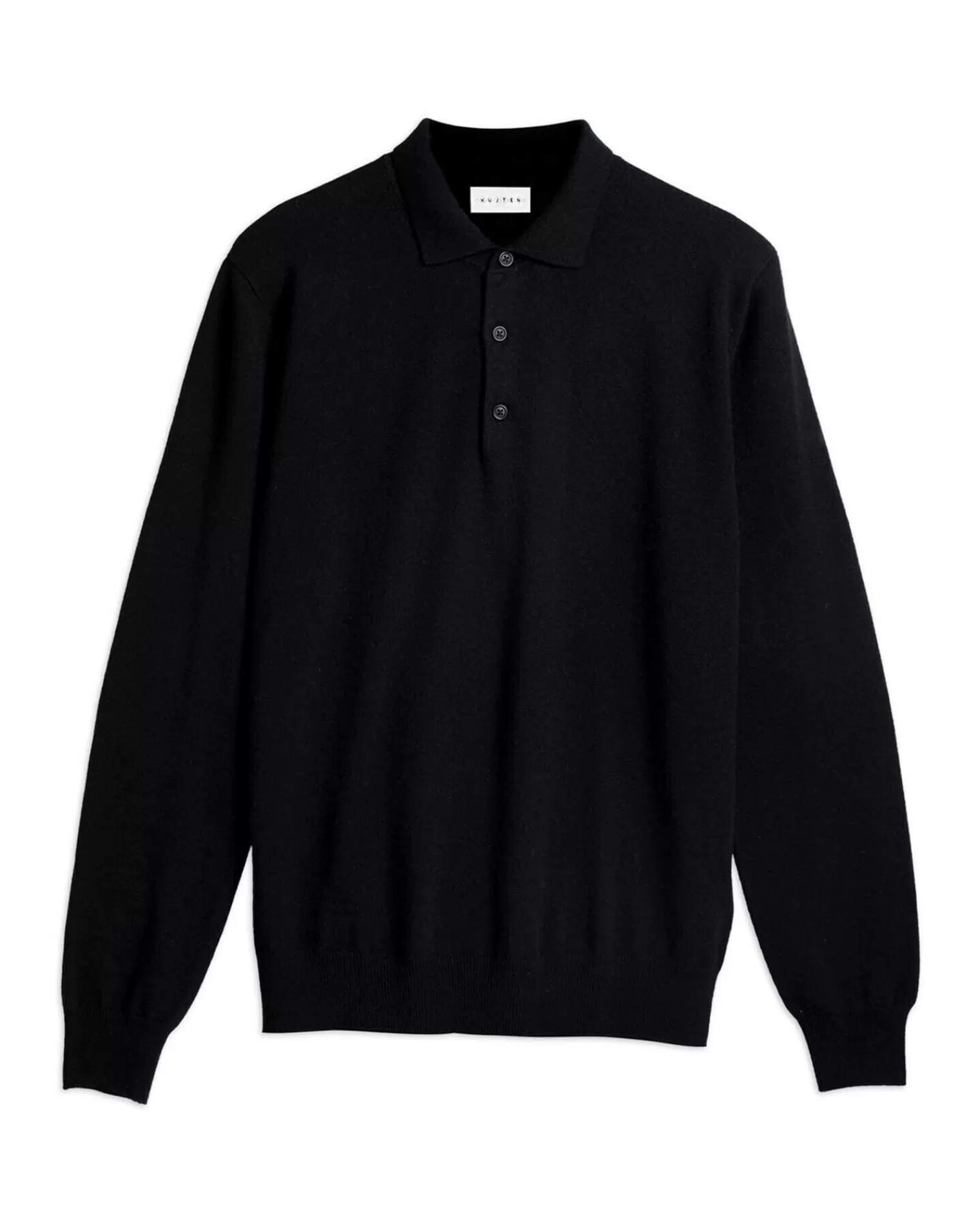 Kujten Sweaters & Sweatshirts>Buttoned Cashmere Polo Noir