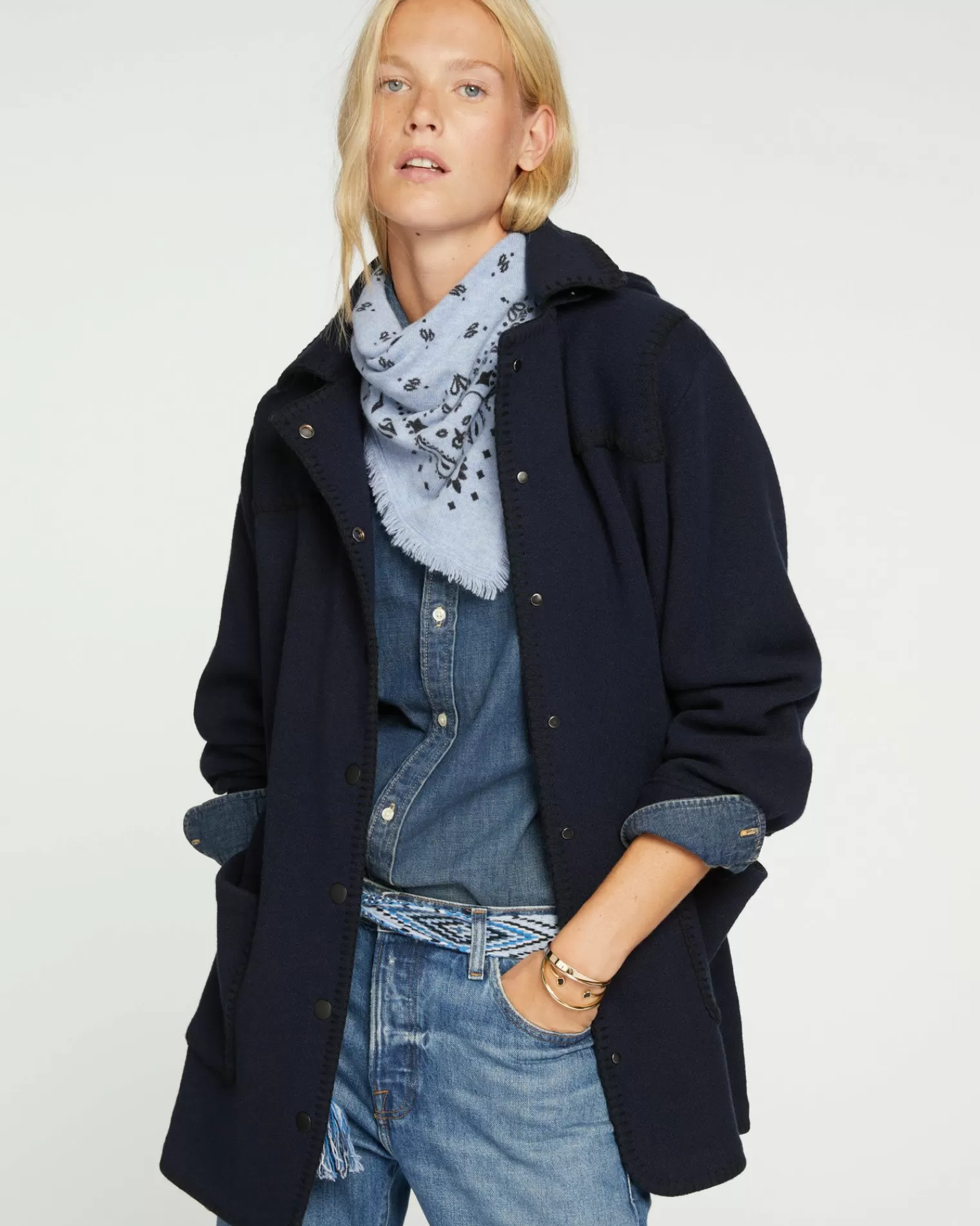 Kujten Coats>Cachemire Caban Dufflecoat Bleu Marine Fonce