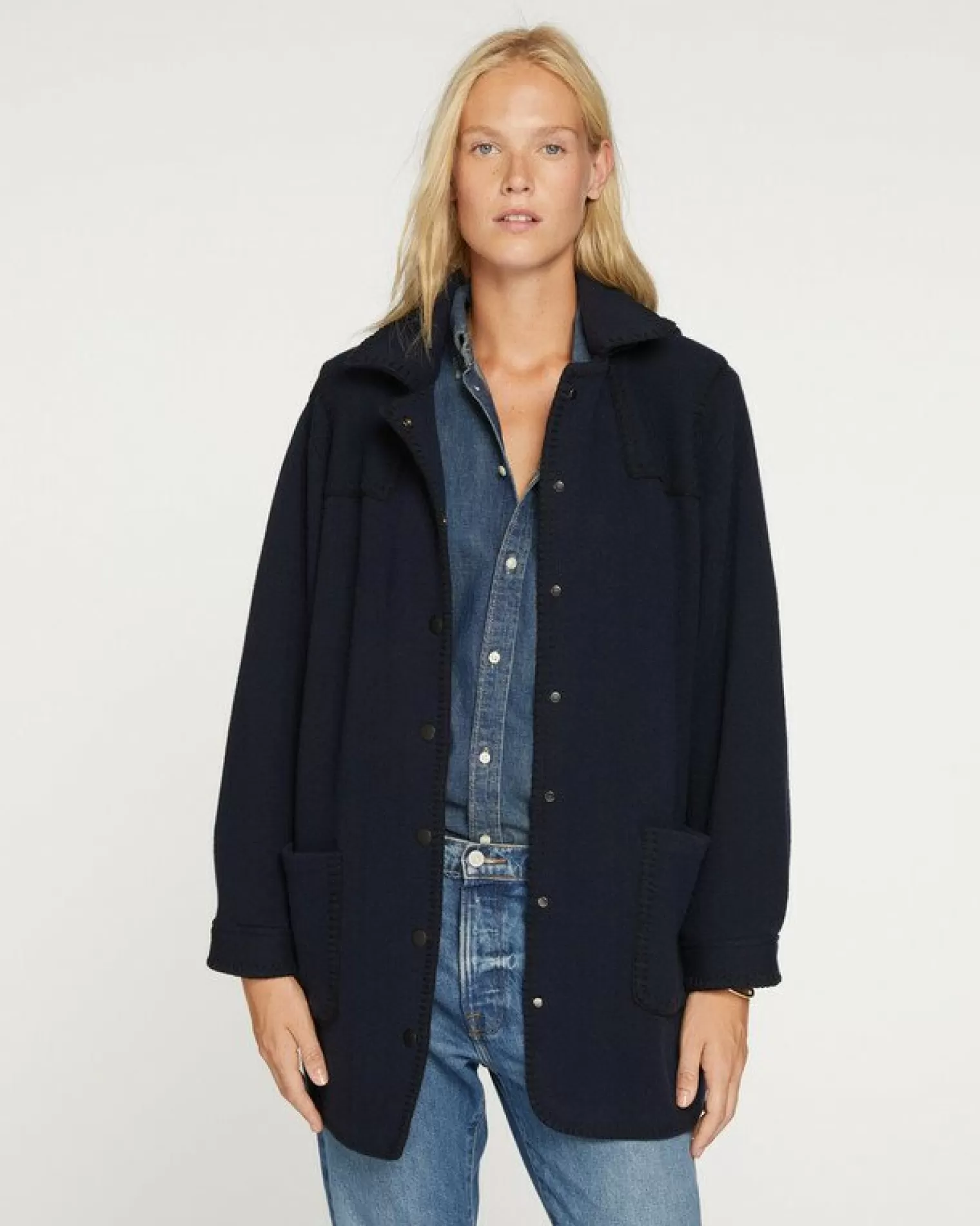 Kujten Coats>Cachemire Caban Dufflecoat Bleu Marine Fonce