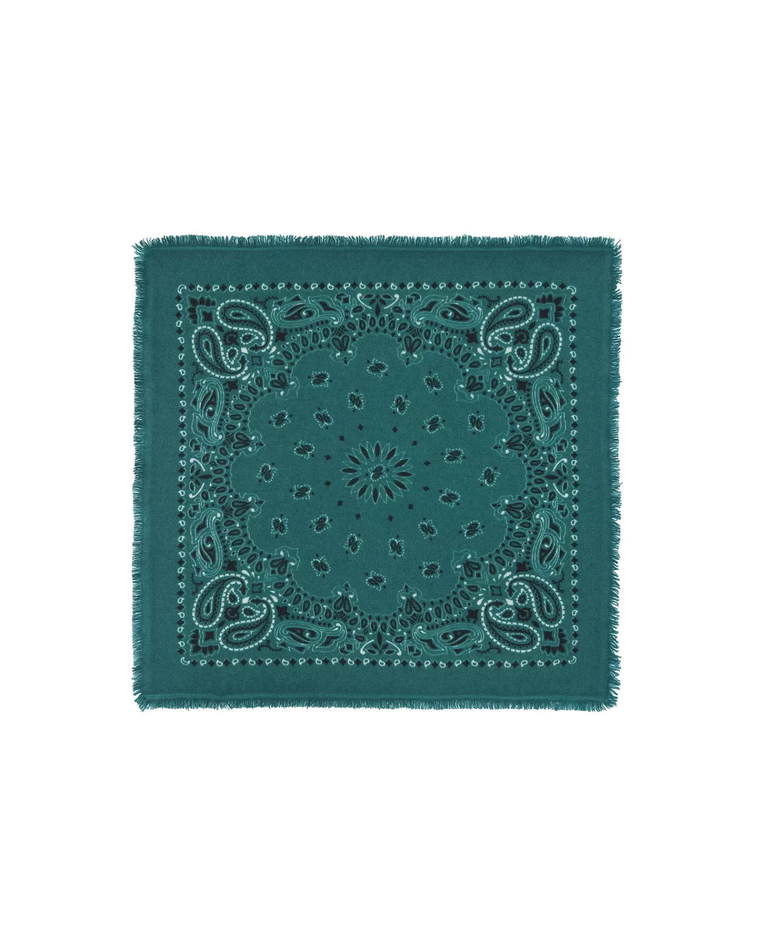 Kujten Bandanas>Cashmere Bandana With Fringes, 2-Threads Vert Foret