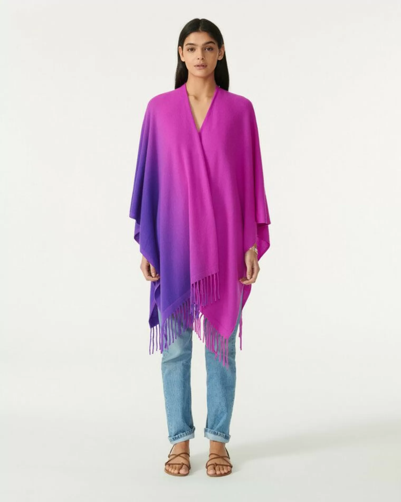 Kujten Capes & Ponchos>Cashmere Cape Violet Fluo