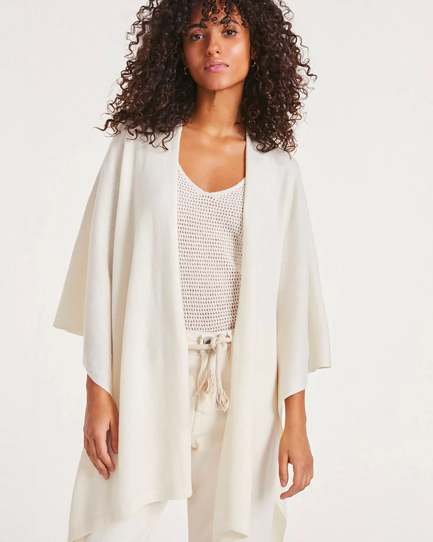 Kujten Capes & Ponchos>Cashmere Cape, 2-Threads Blanc