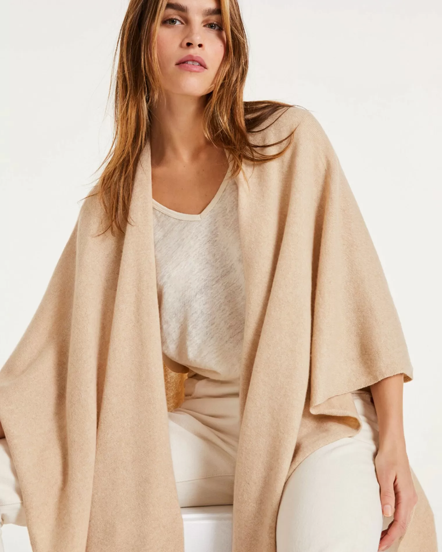 Kujten Capes & Ponchos>Cashmere Cape, 2-Threads Organique