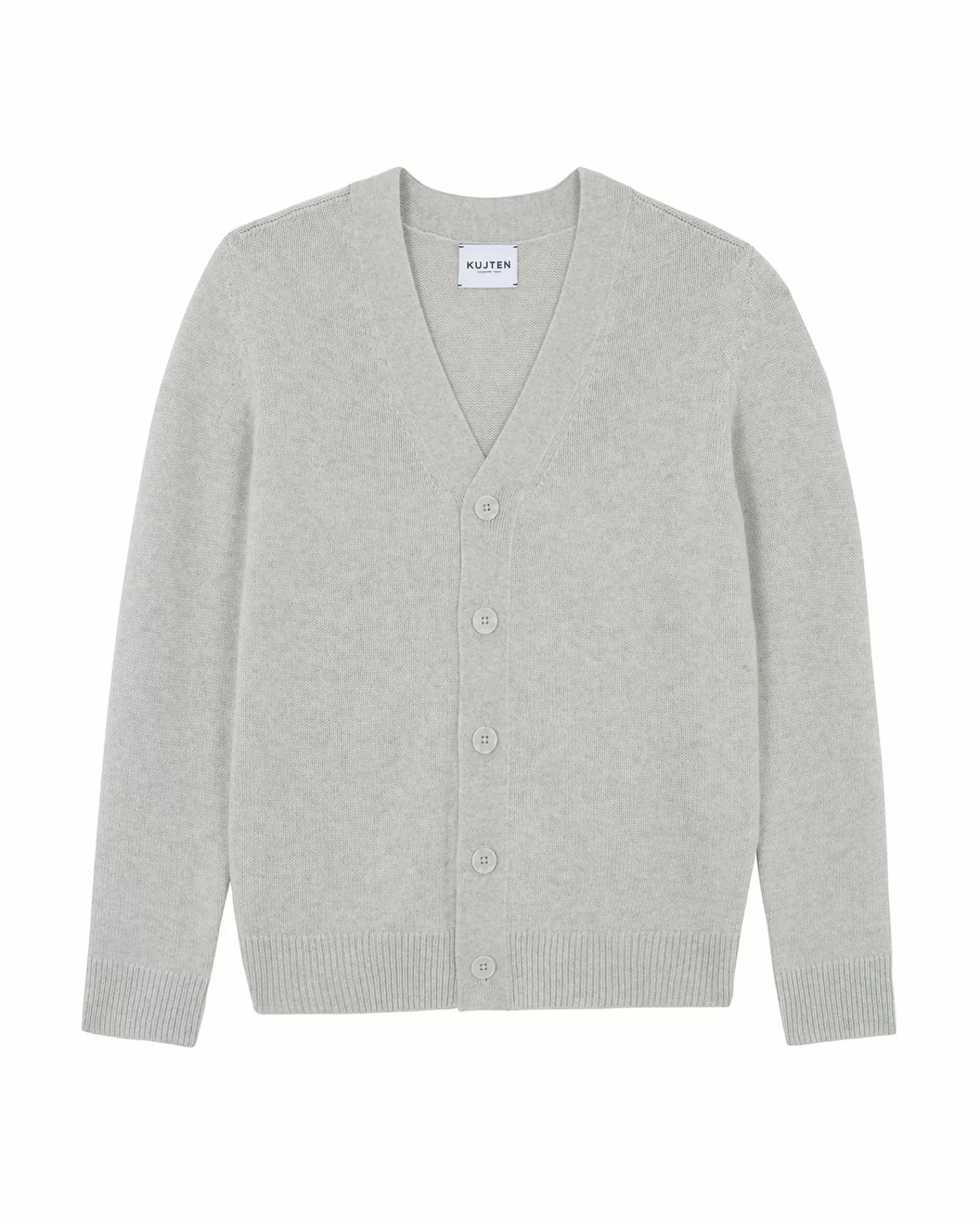 Kujten Jackets & Vests>Cashmere Cardigan Gris Bouleau